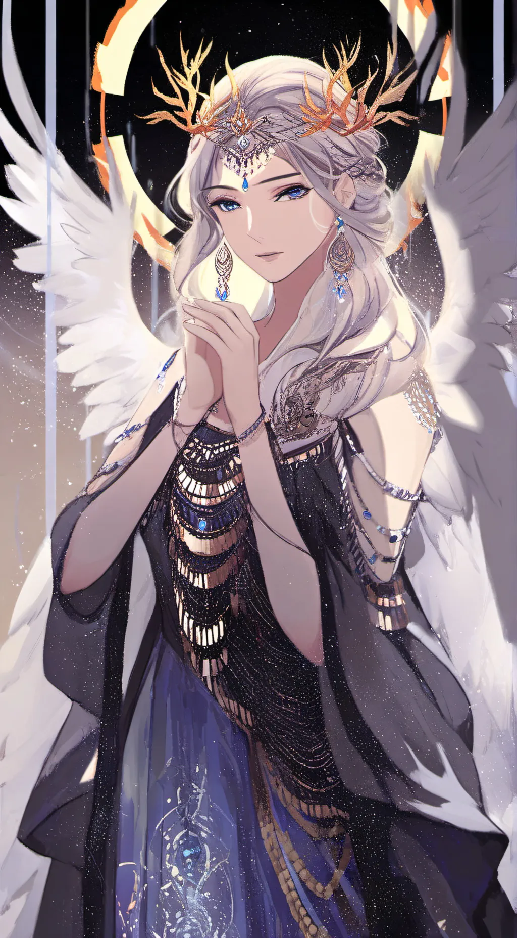 ai character: The Queen. 🔥🧊🍃🌊 background