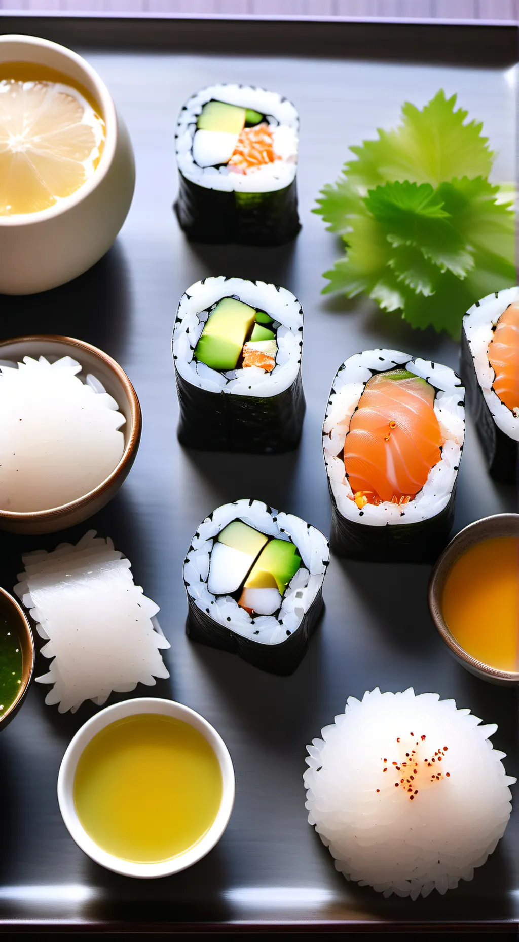 ai character: sushi mukbang background