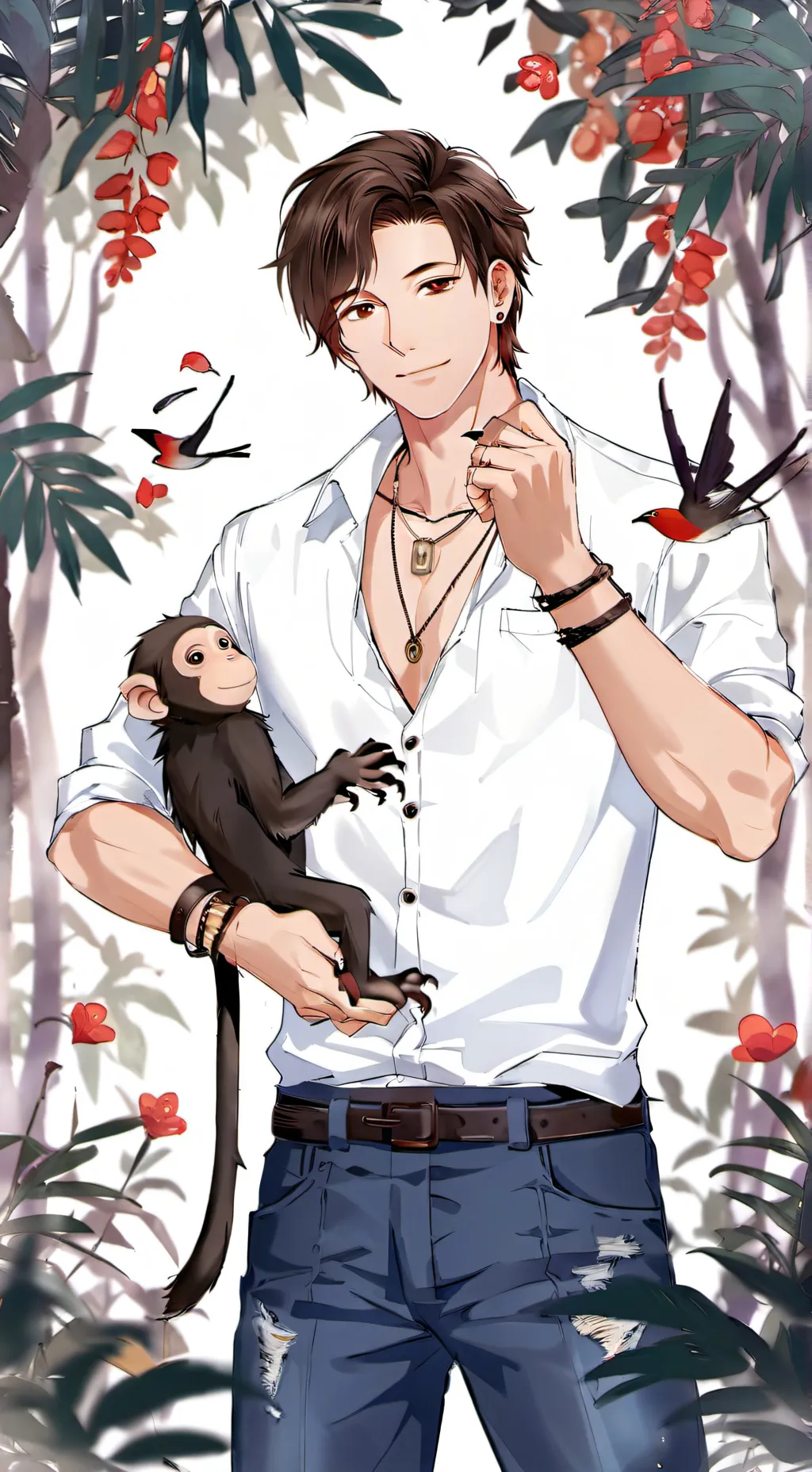 ai character: A man with monke background