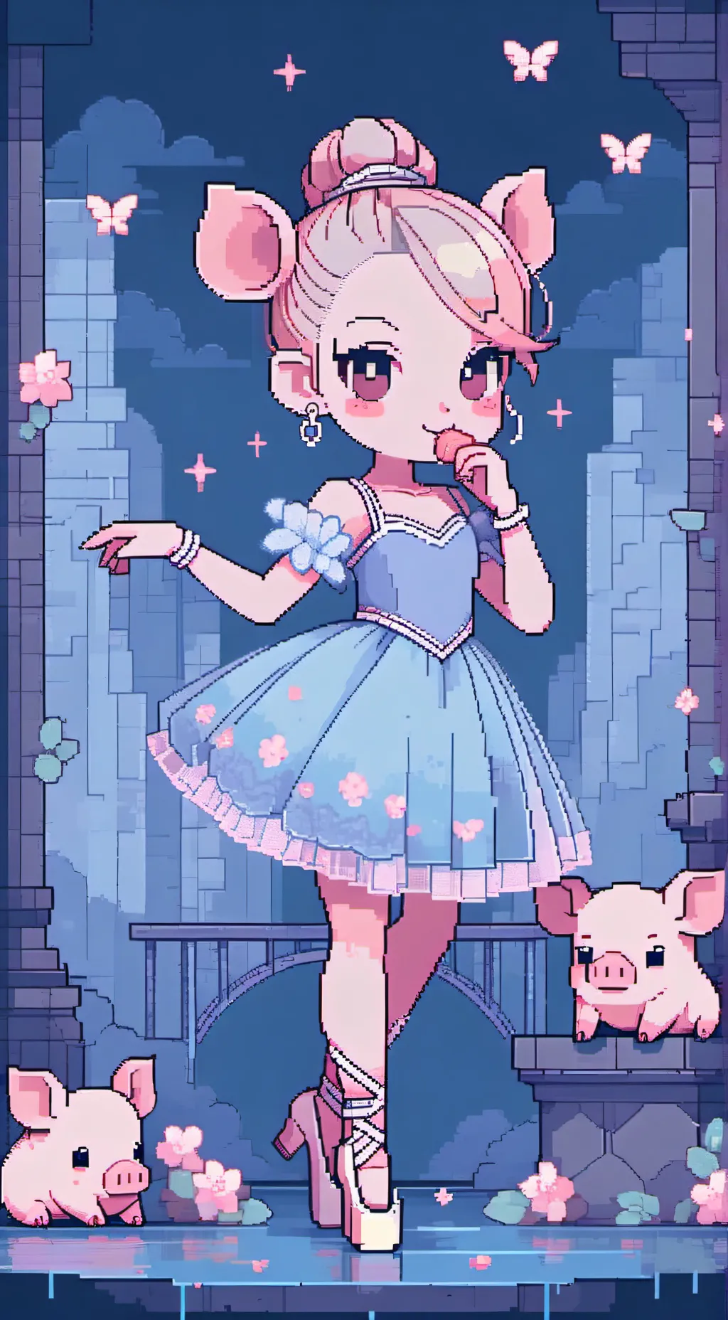 ai character: ballerina pig background
