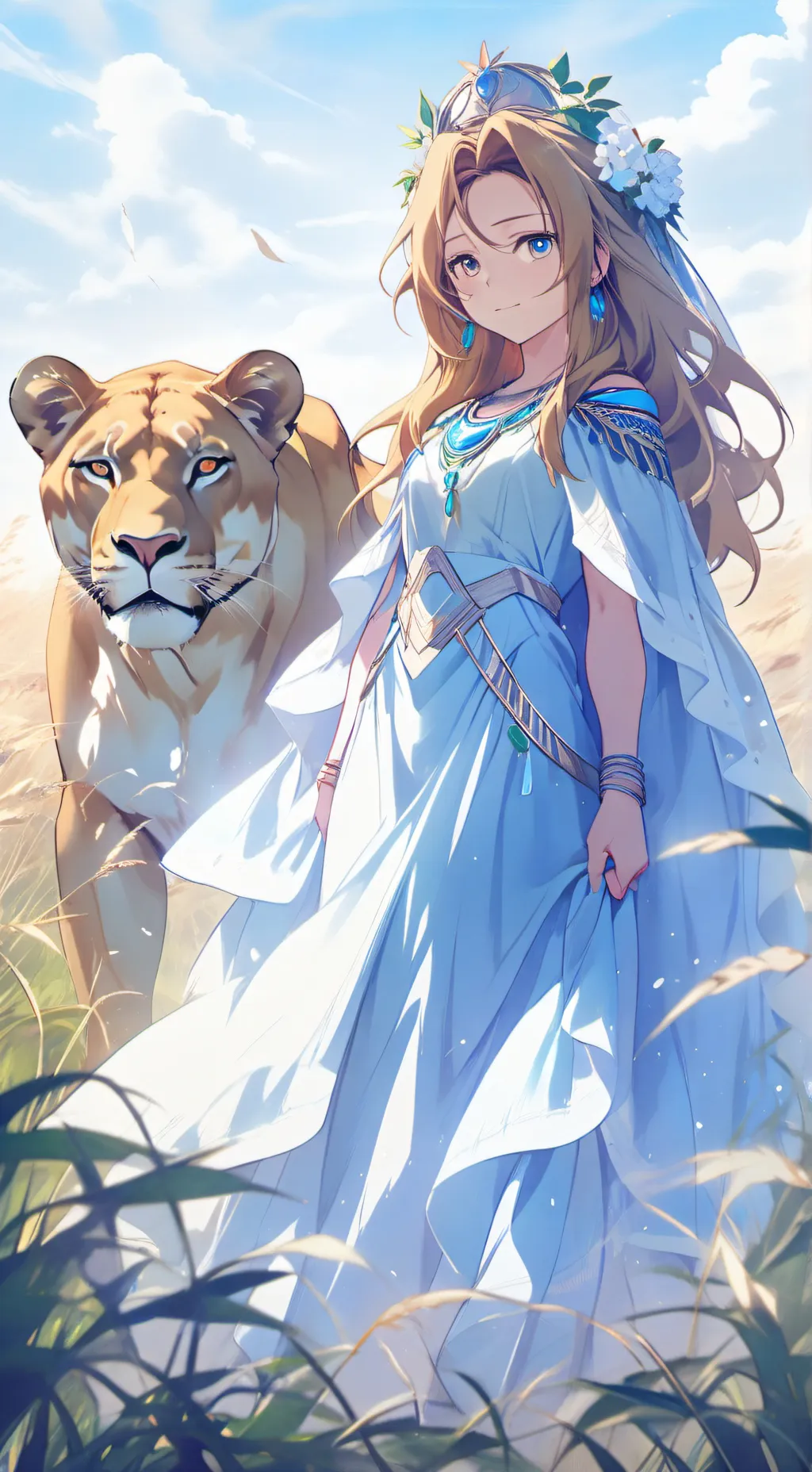 ai character: lioness queen background