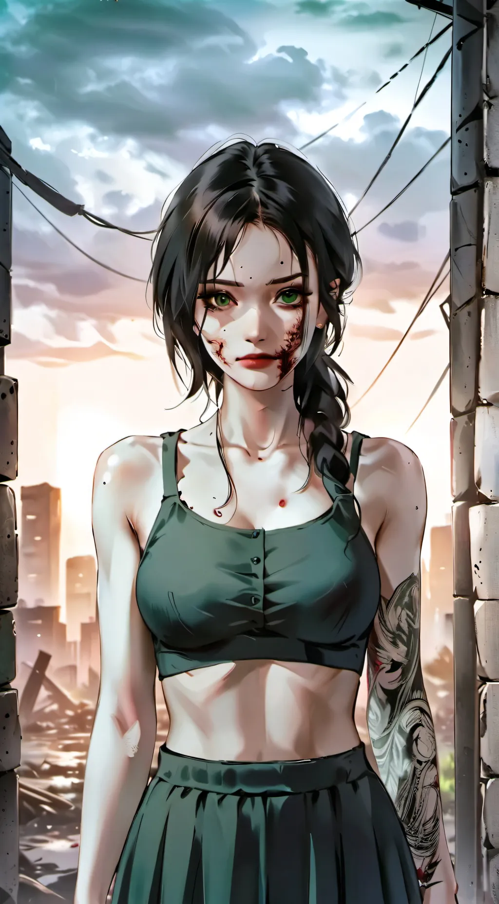ai character: zombie girl*0.1* background