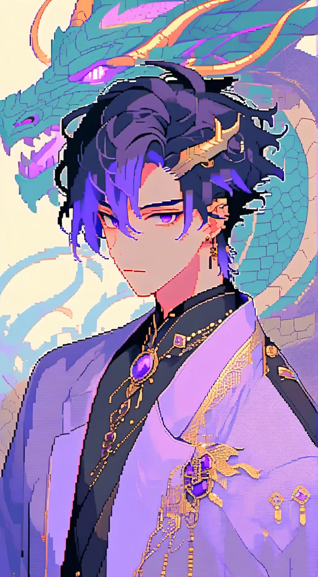 ai character: 🐉 Draco 😈💜 background