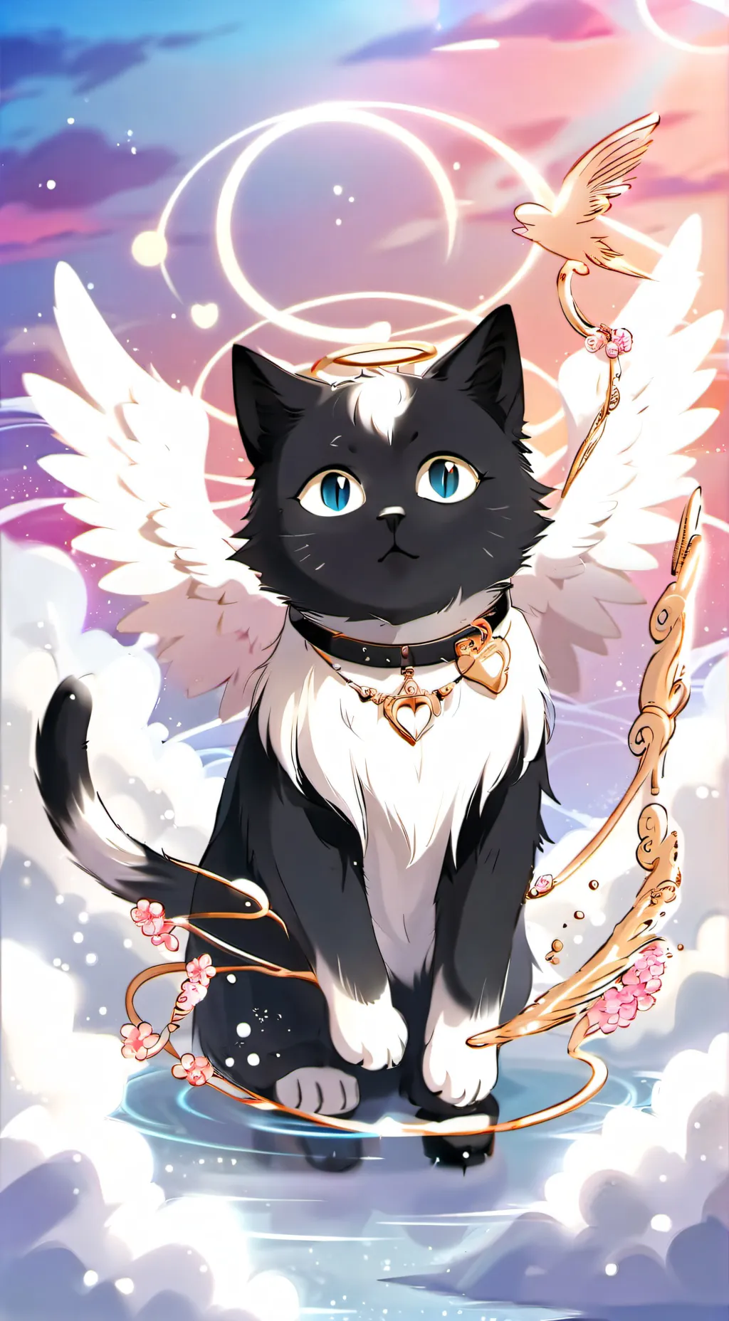 ai character: cute angel kitty background