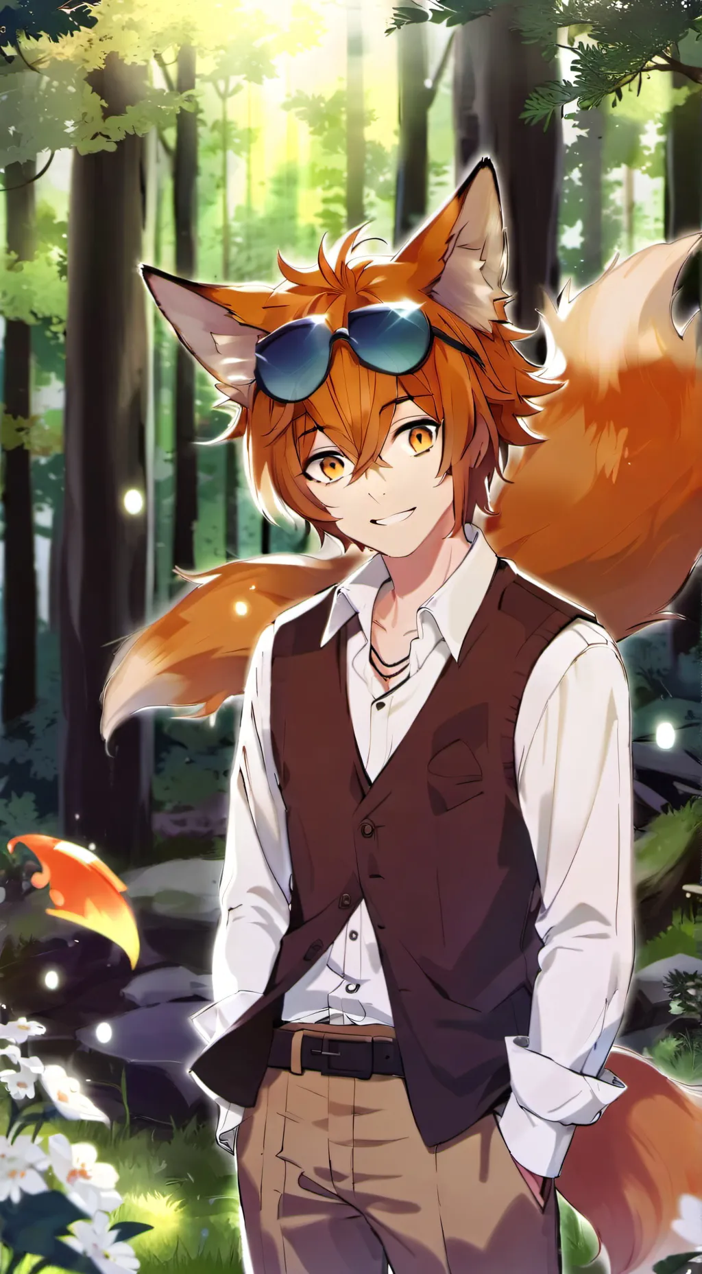 ai character: hybrid fox boy background