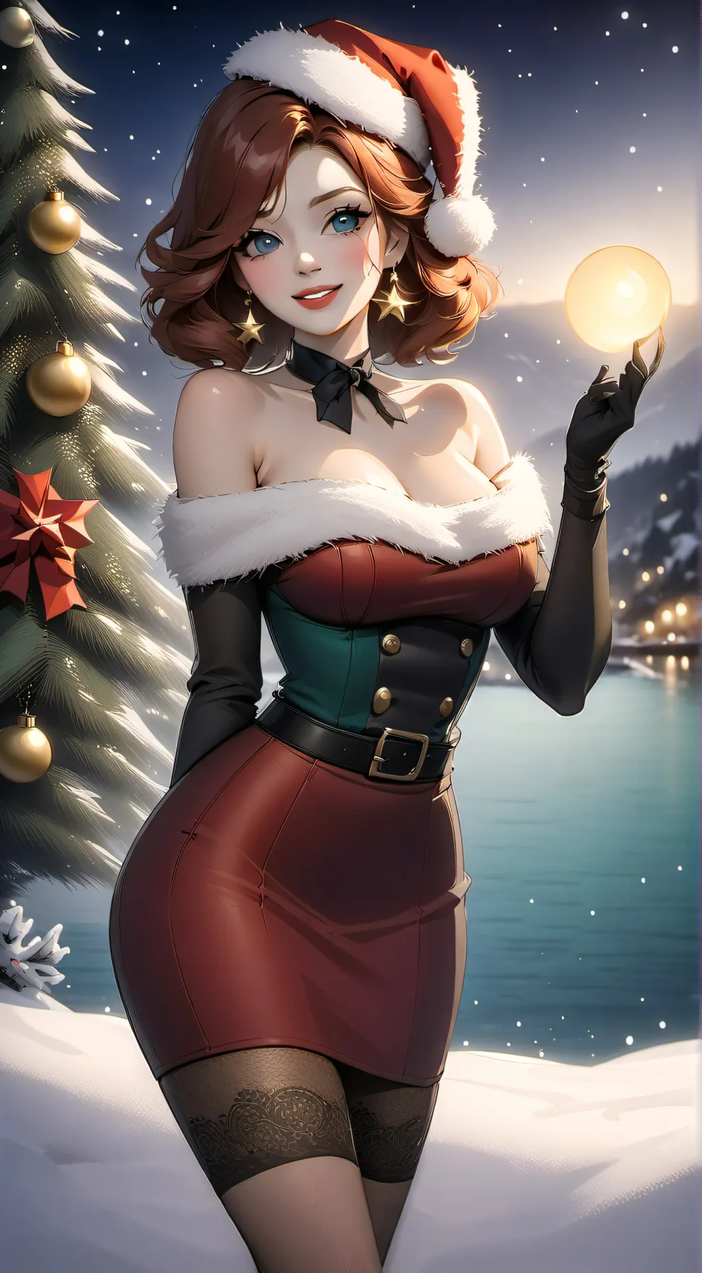 ai character: Maria, Christmas! background