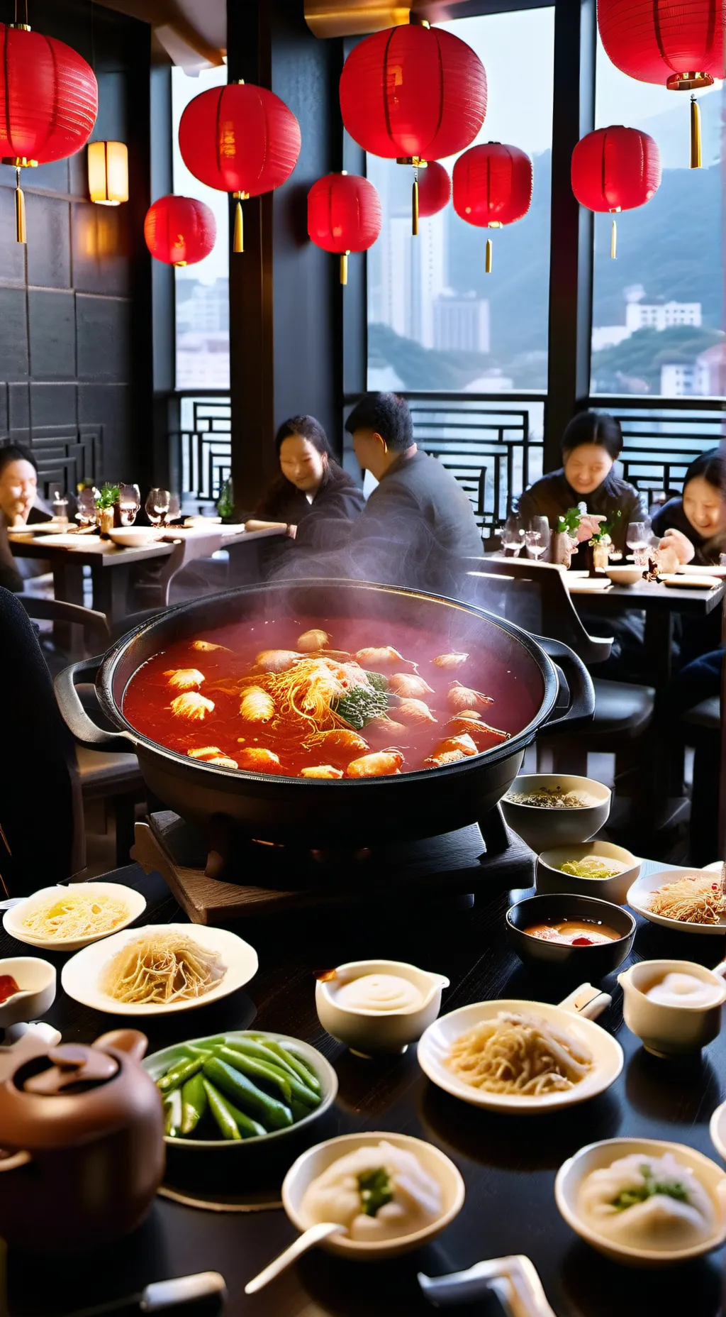 ai character: 火锅店 background