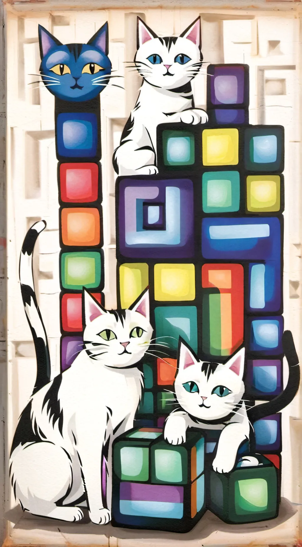 ai character: puzzle cats  background