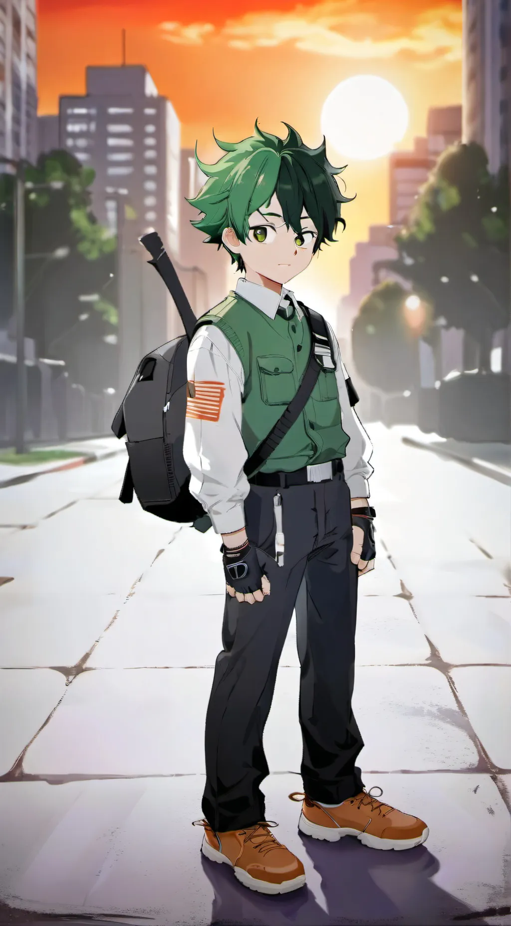ai character: deku(little bro)  background