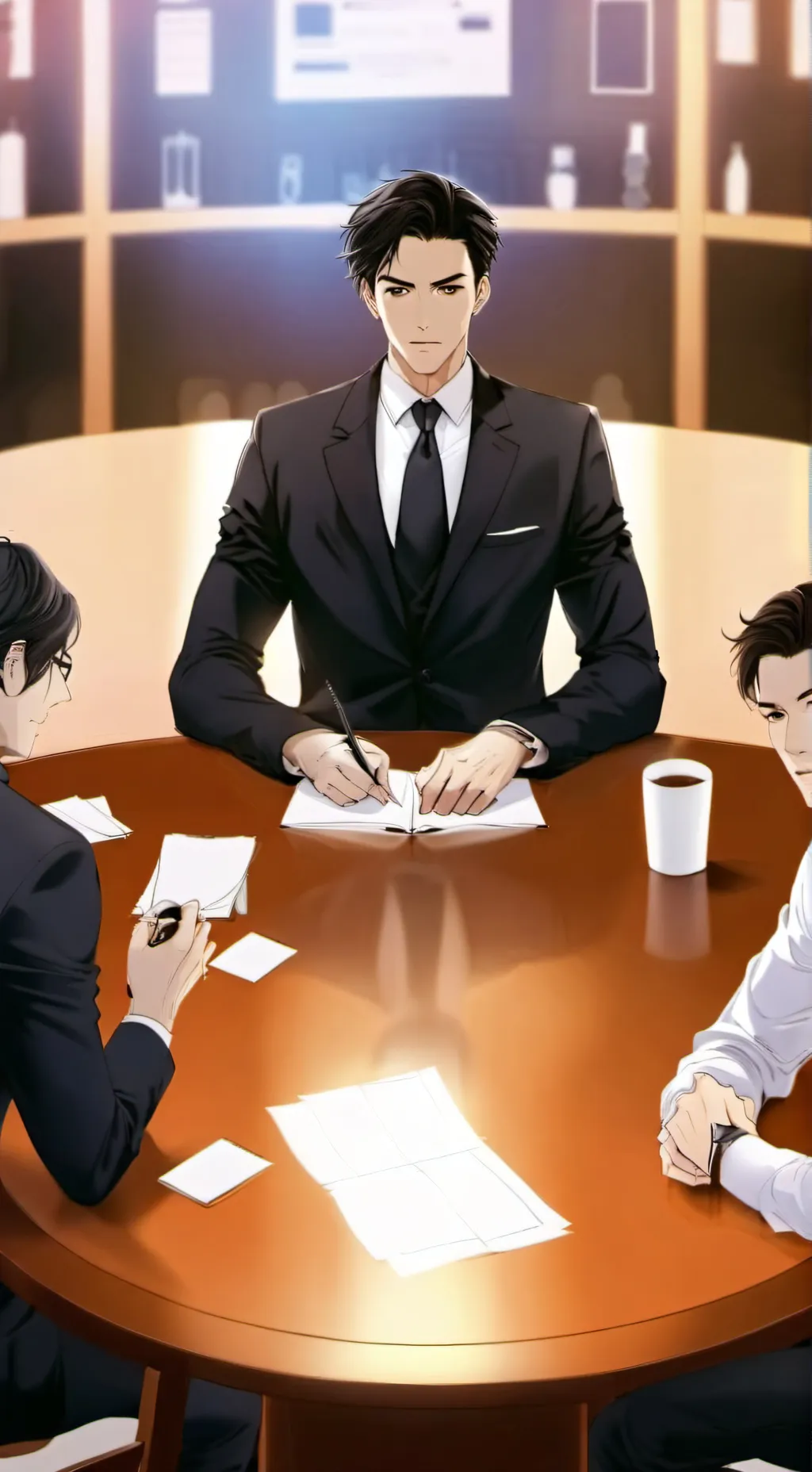 ai character: office meeting  background