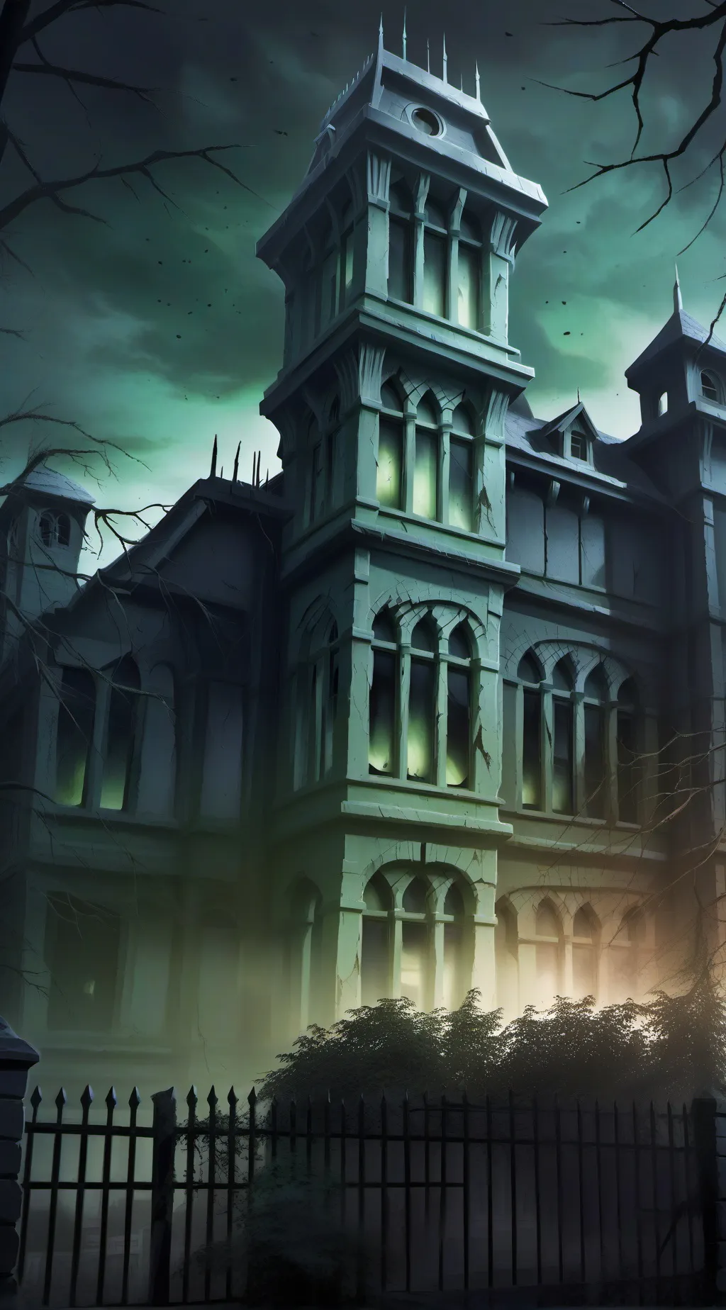 ai character: asrama horror background