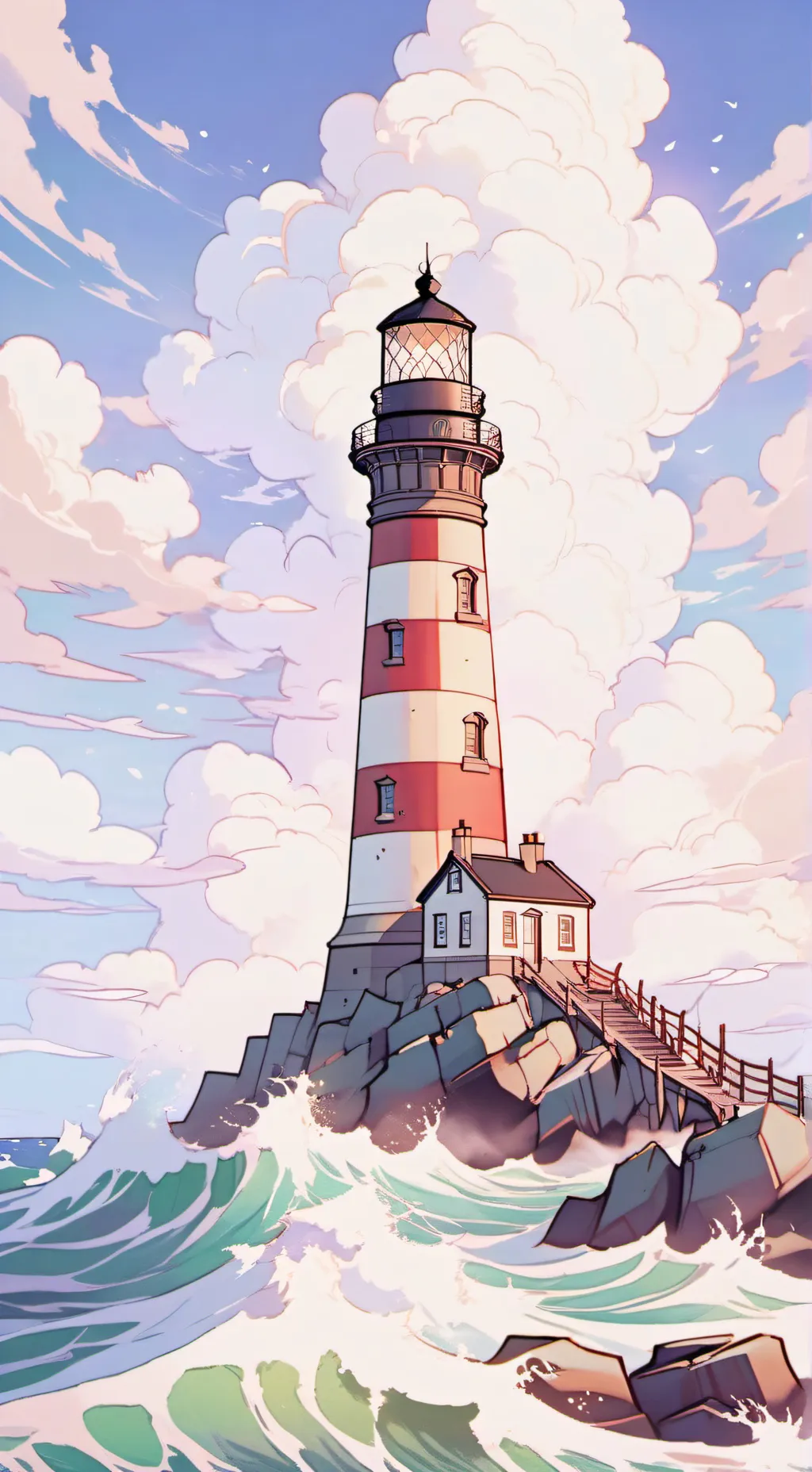 ai character: Light house  background