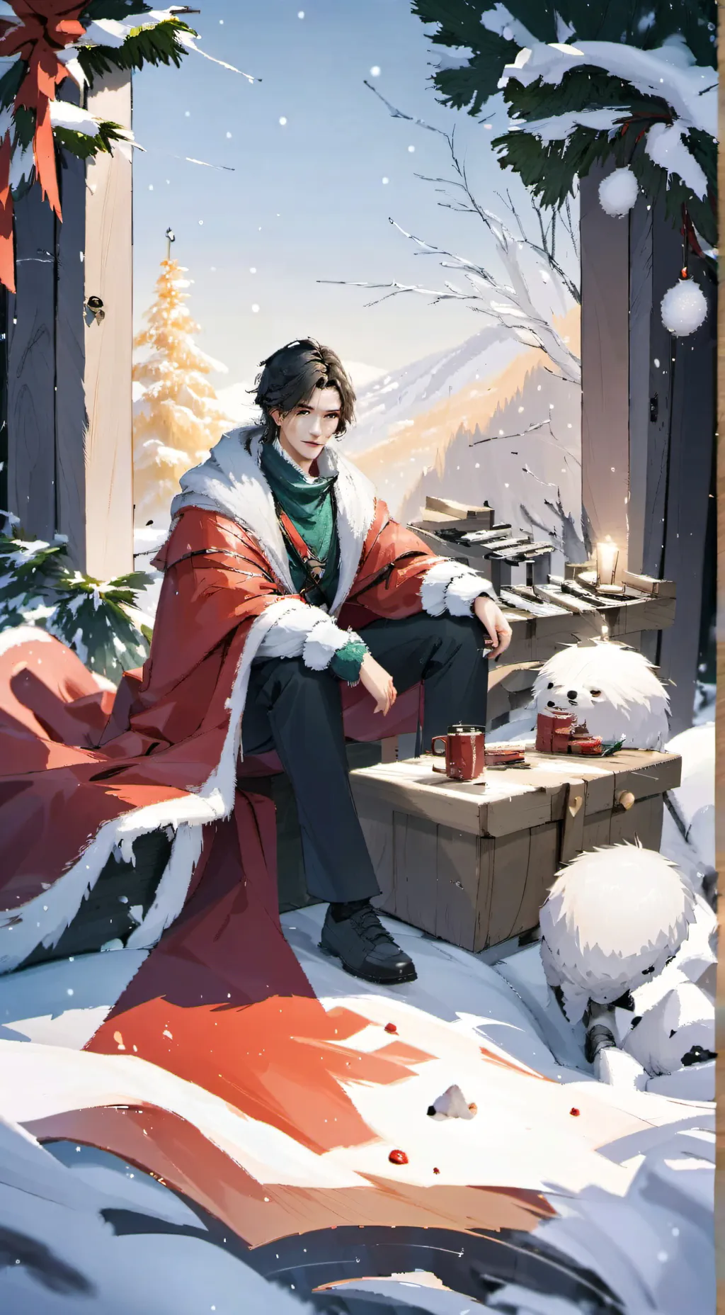 ai character: Hazbin navidad  background