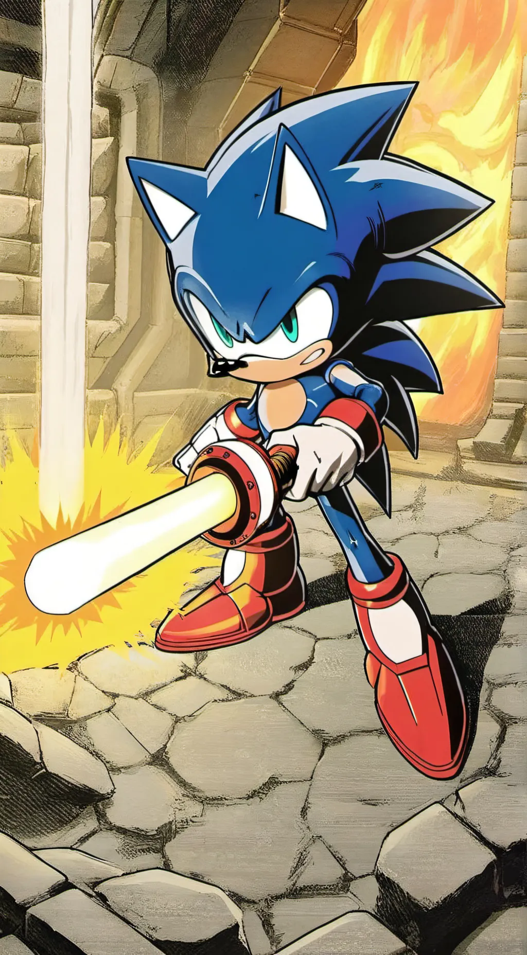 ai character: furnace X metal  background