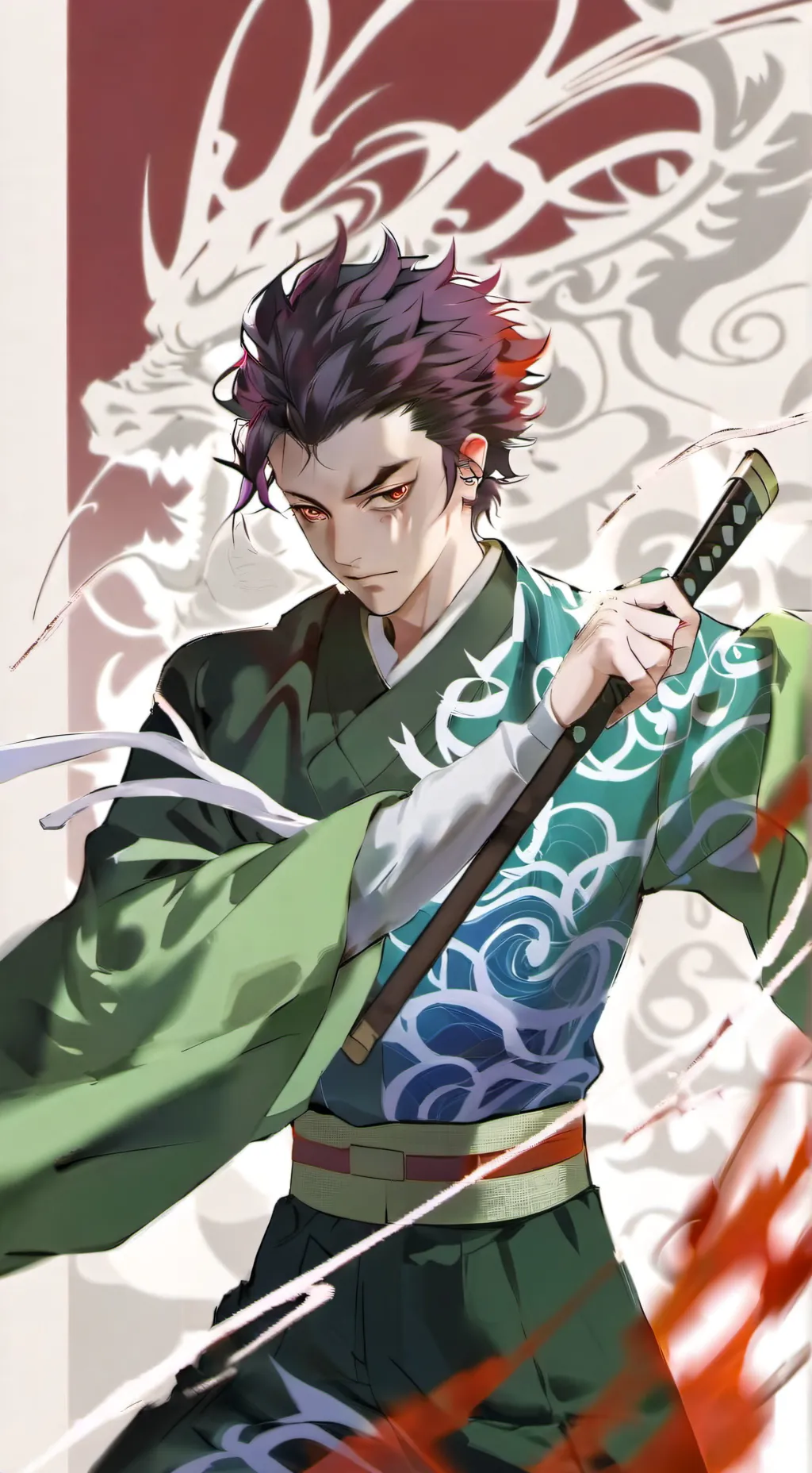 ai character: tanjiro x tn demon background