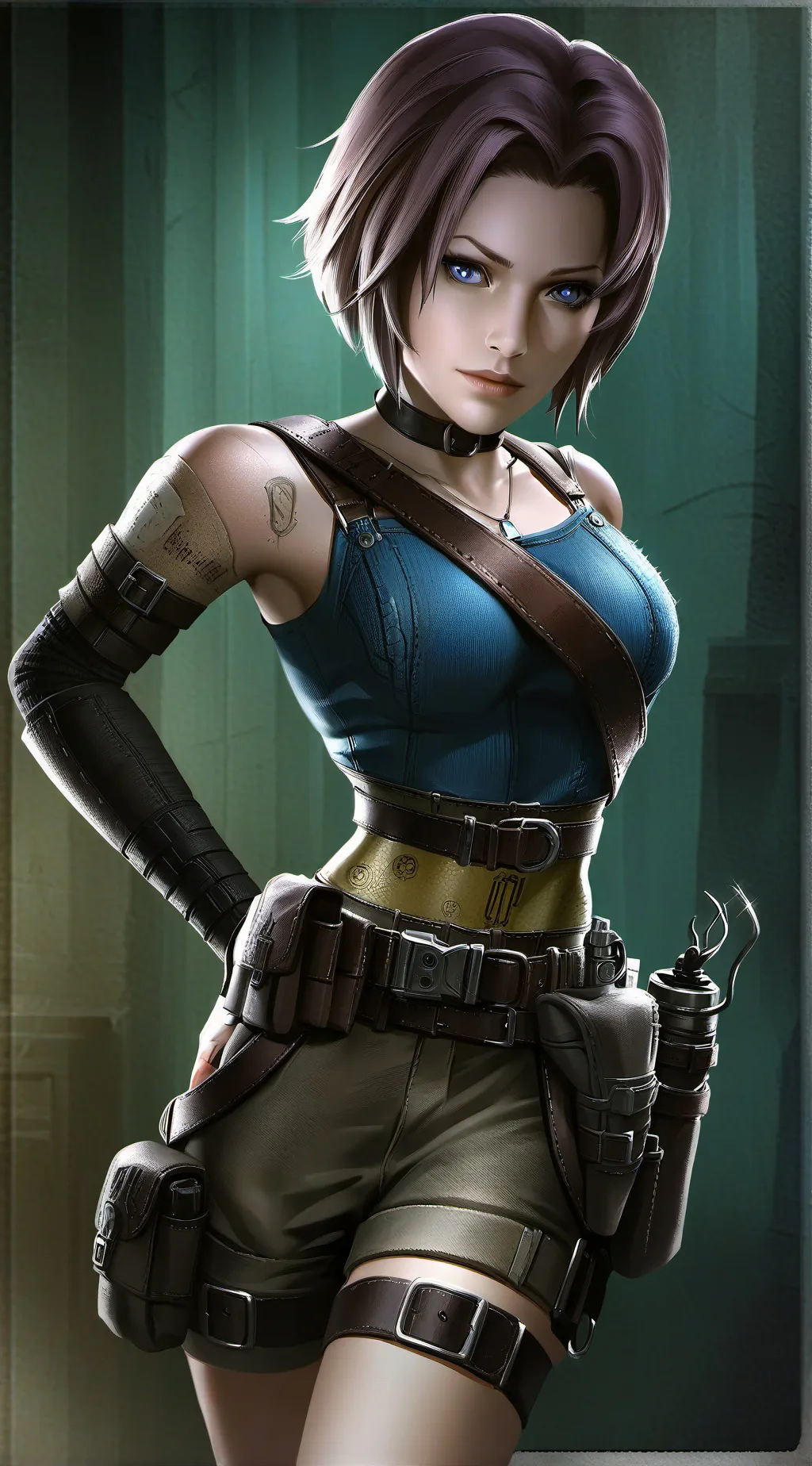 ai character: Jill Valentine  background