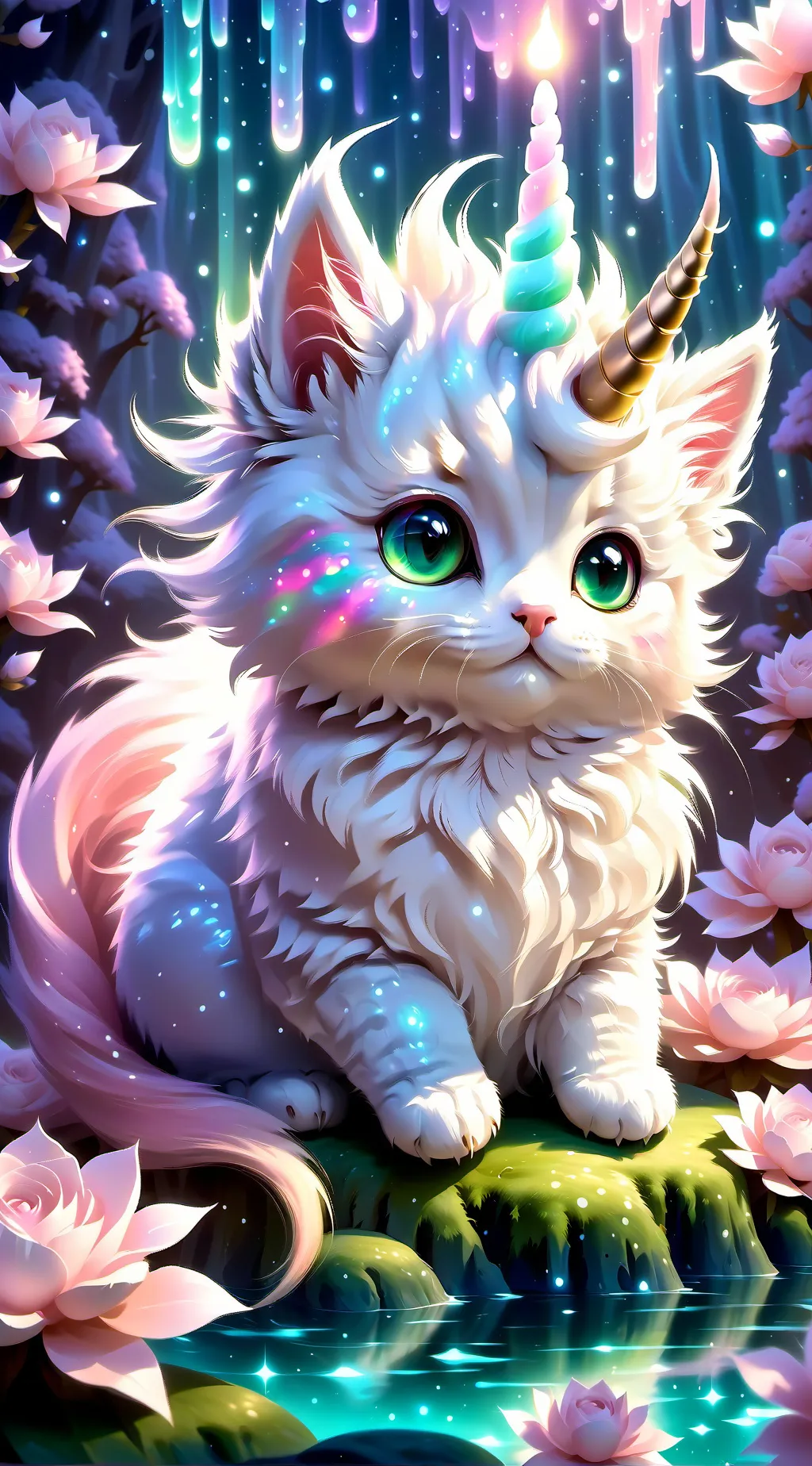 ai character: unicorn cat  background