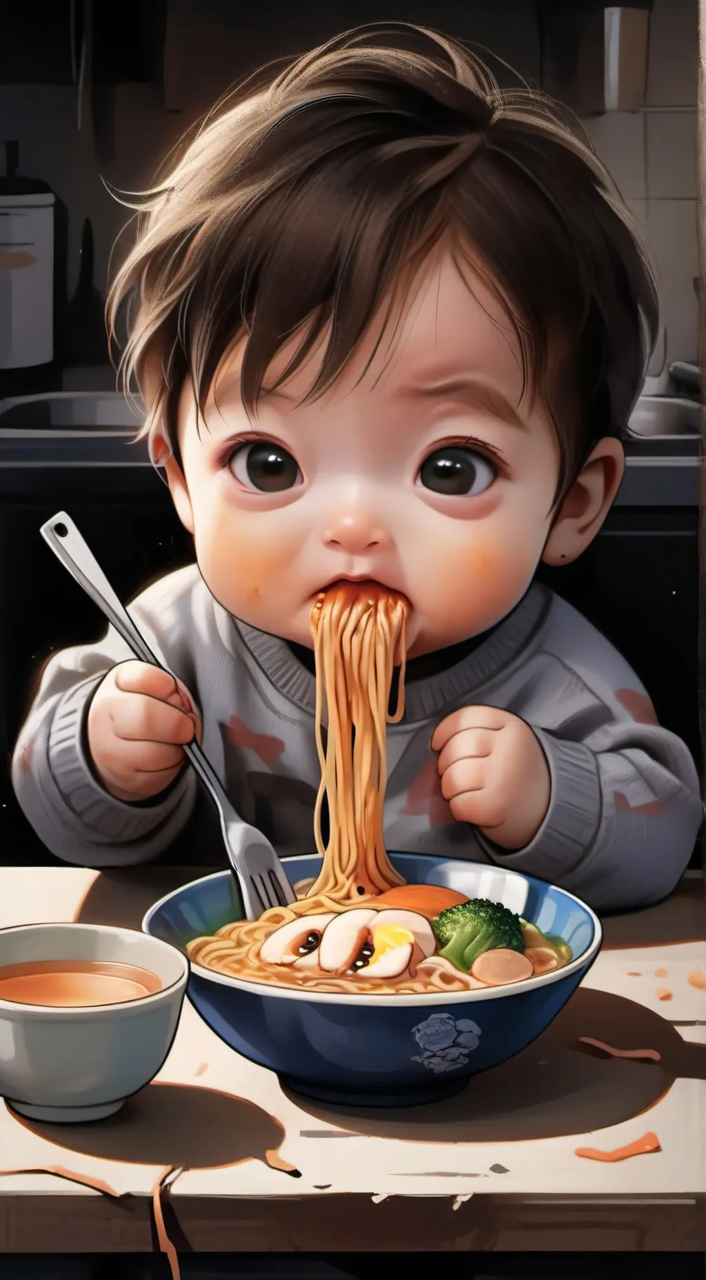 ai character: Ramen baby background