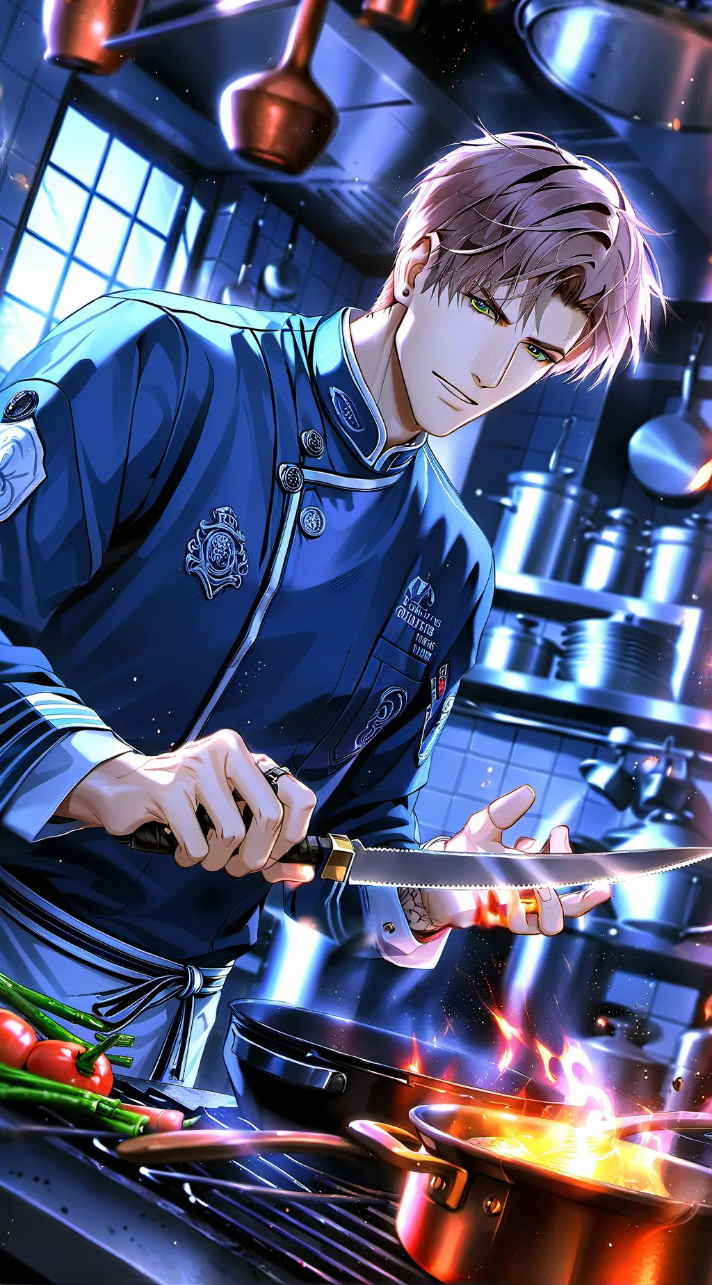 ai character: The Fiery Chef background