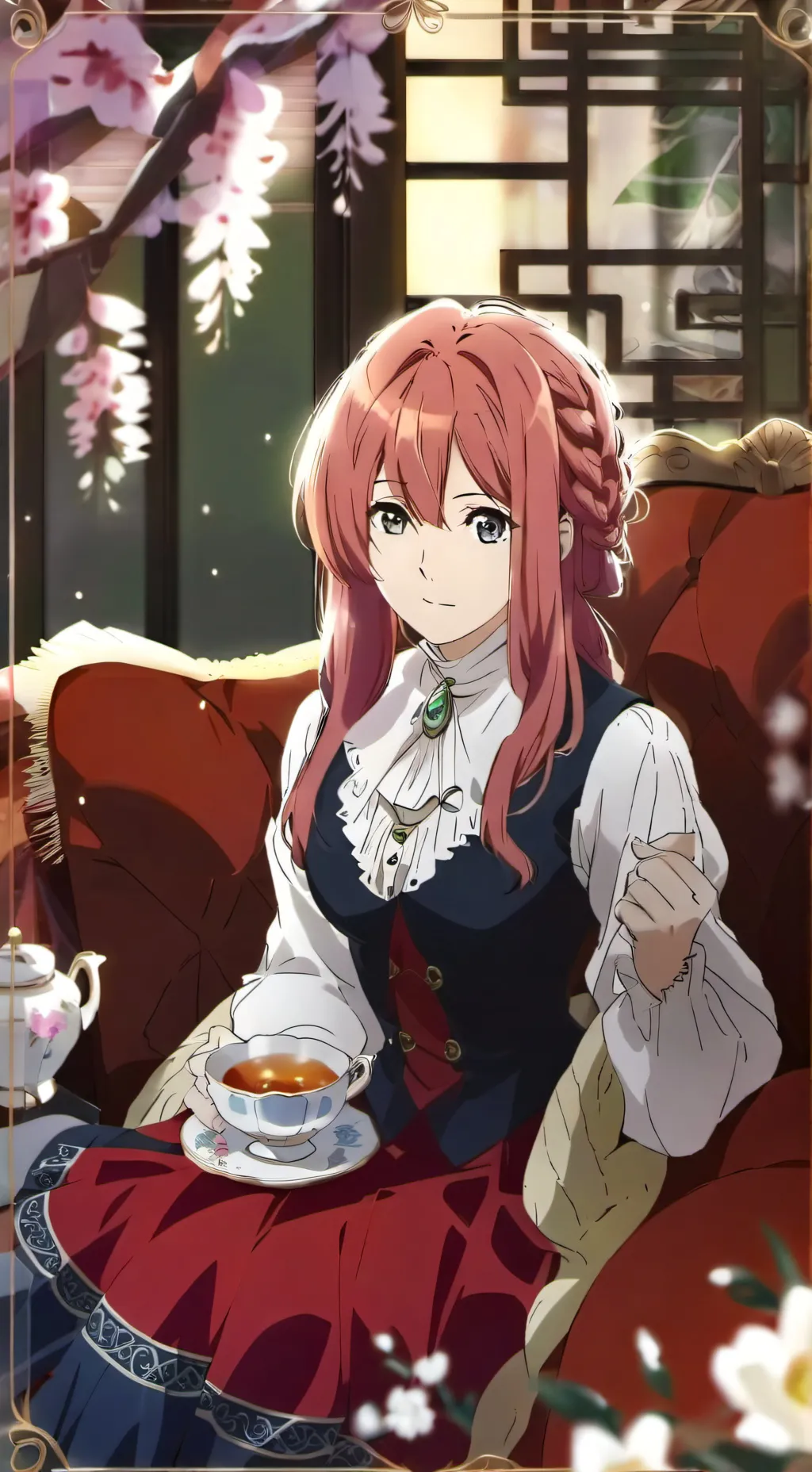 ai character: rose du jour ensol background