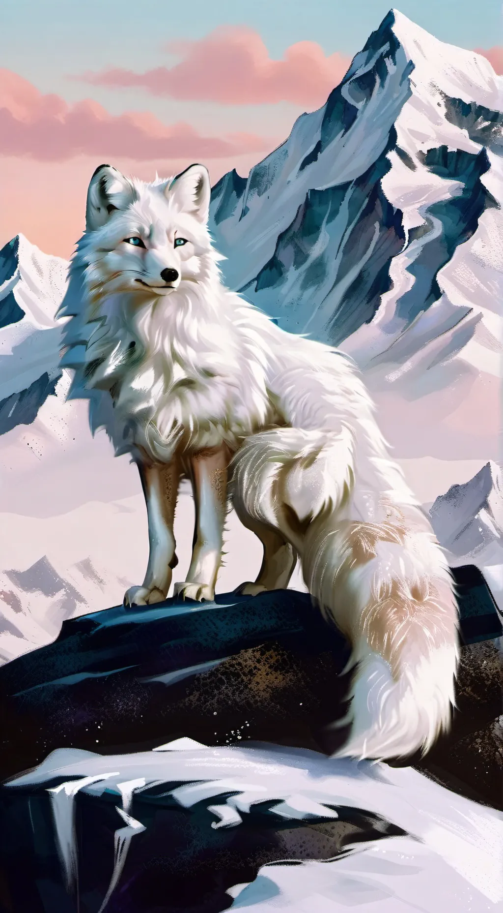 ai character: giant arctic fox background