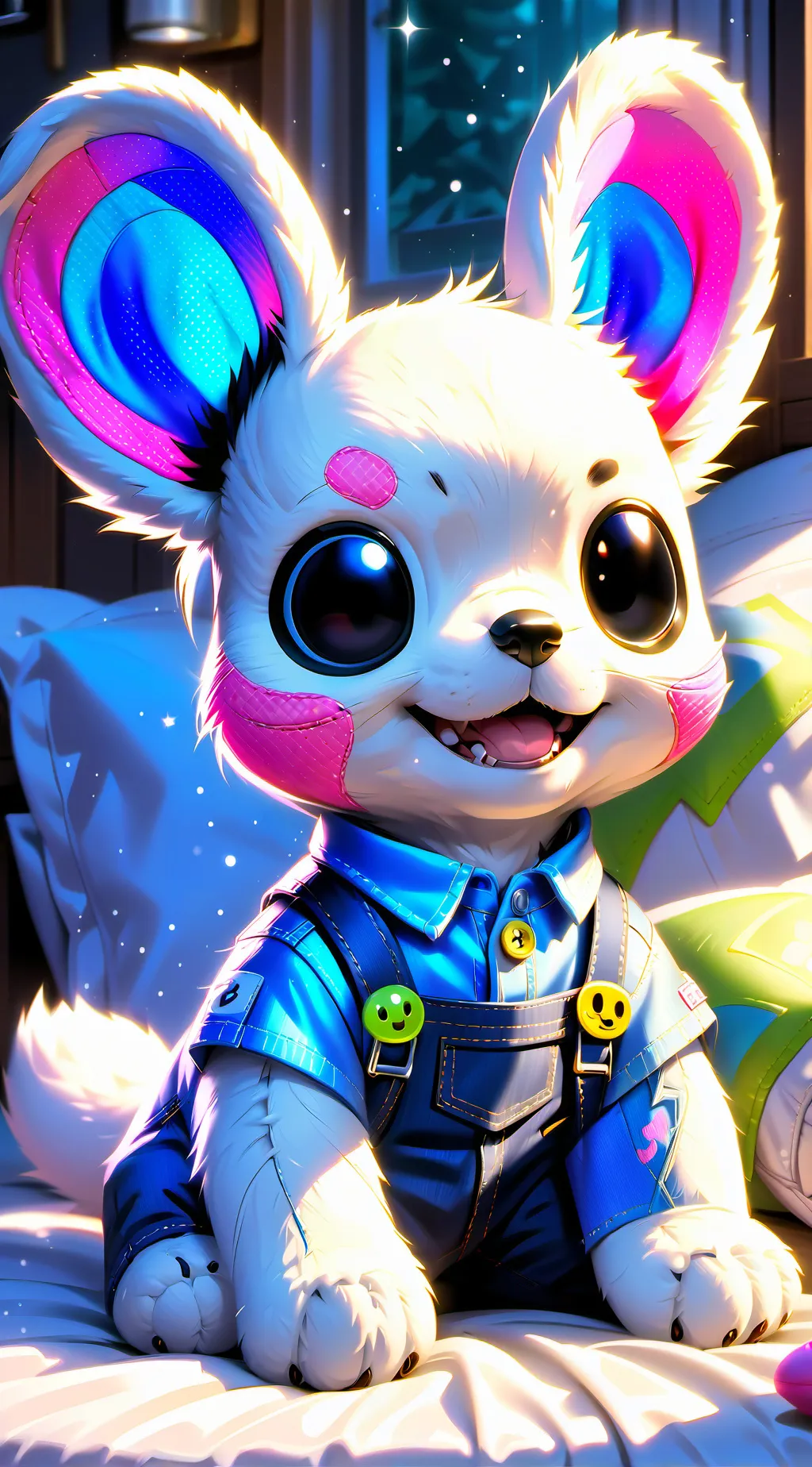 ai character: peluche de conejo background