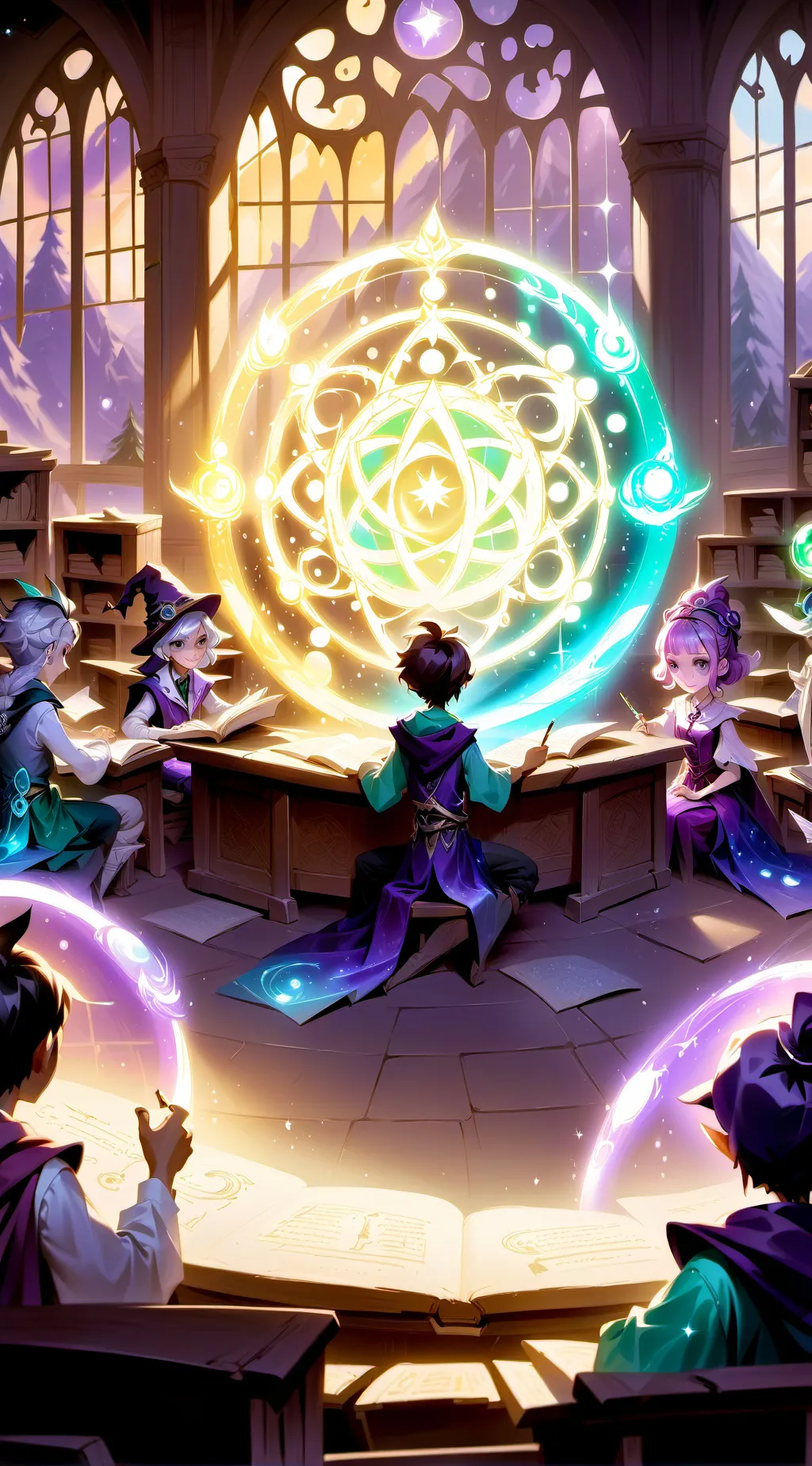 ai character: enchanted school background