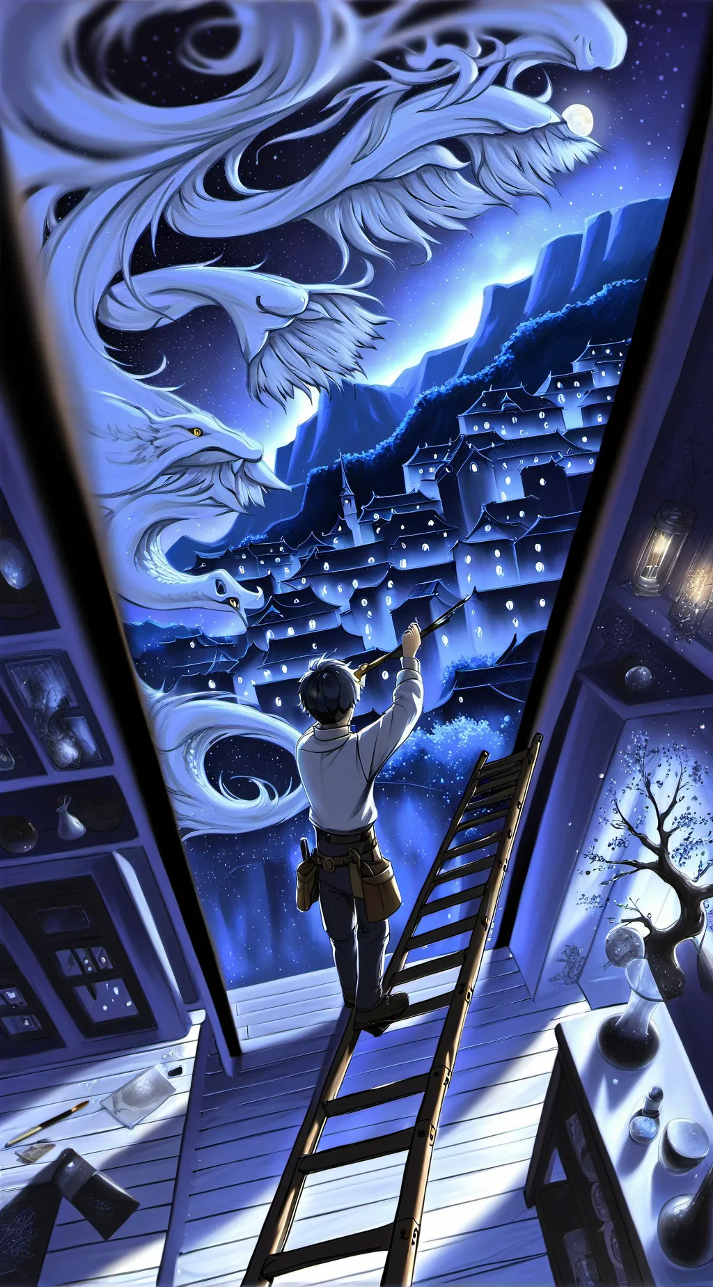 ai character: M-blue background