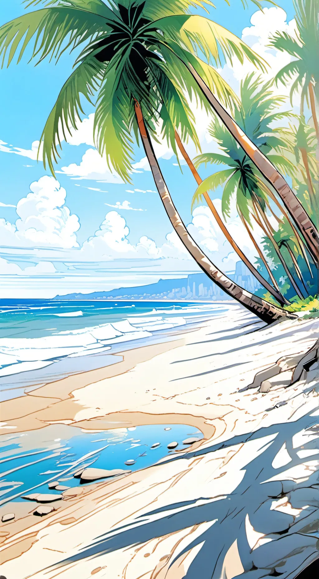 ai character: beach background