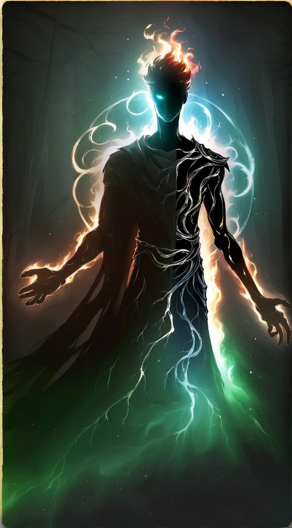 ai character: Divine shadow king background