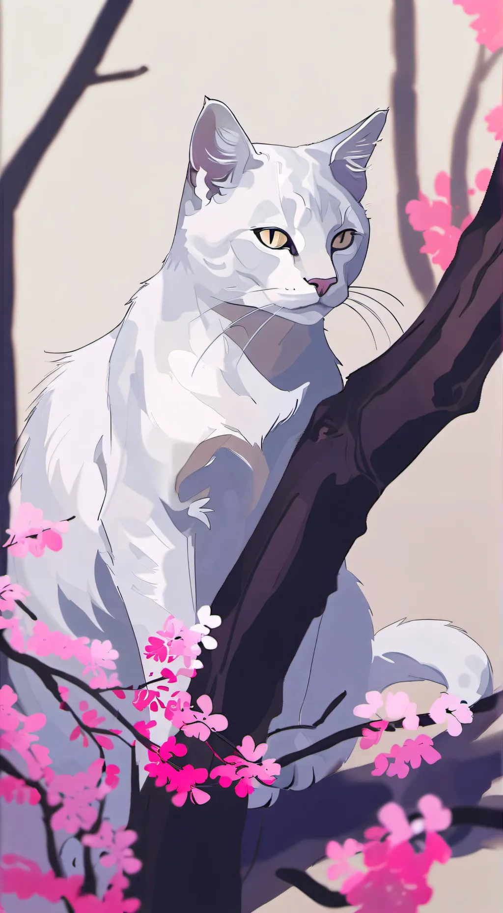 ai character: White Cat background