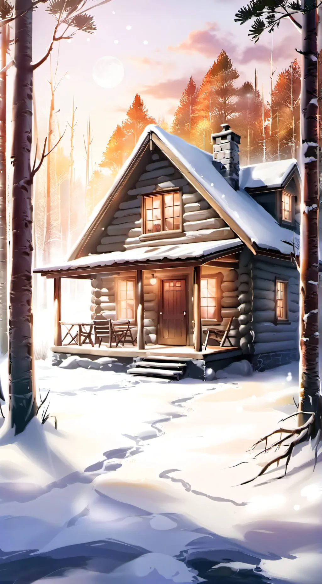 ai character: Cozy Winter Cabin background
