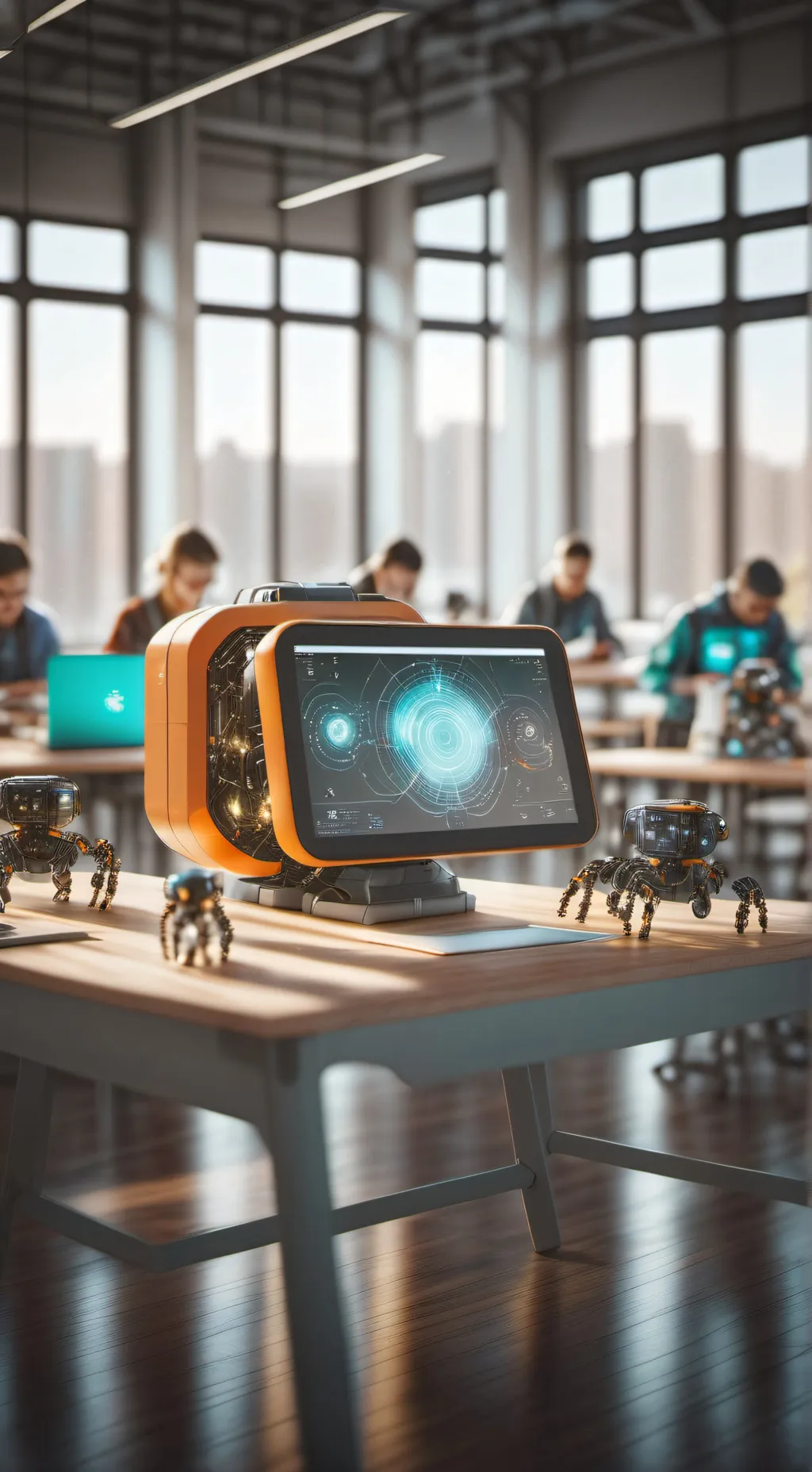 ai character: escola de robô background