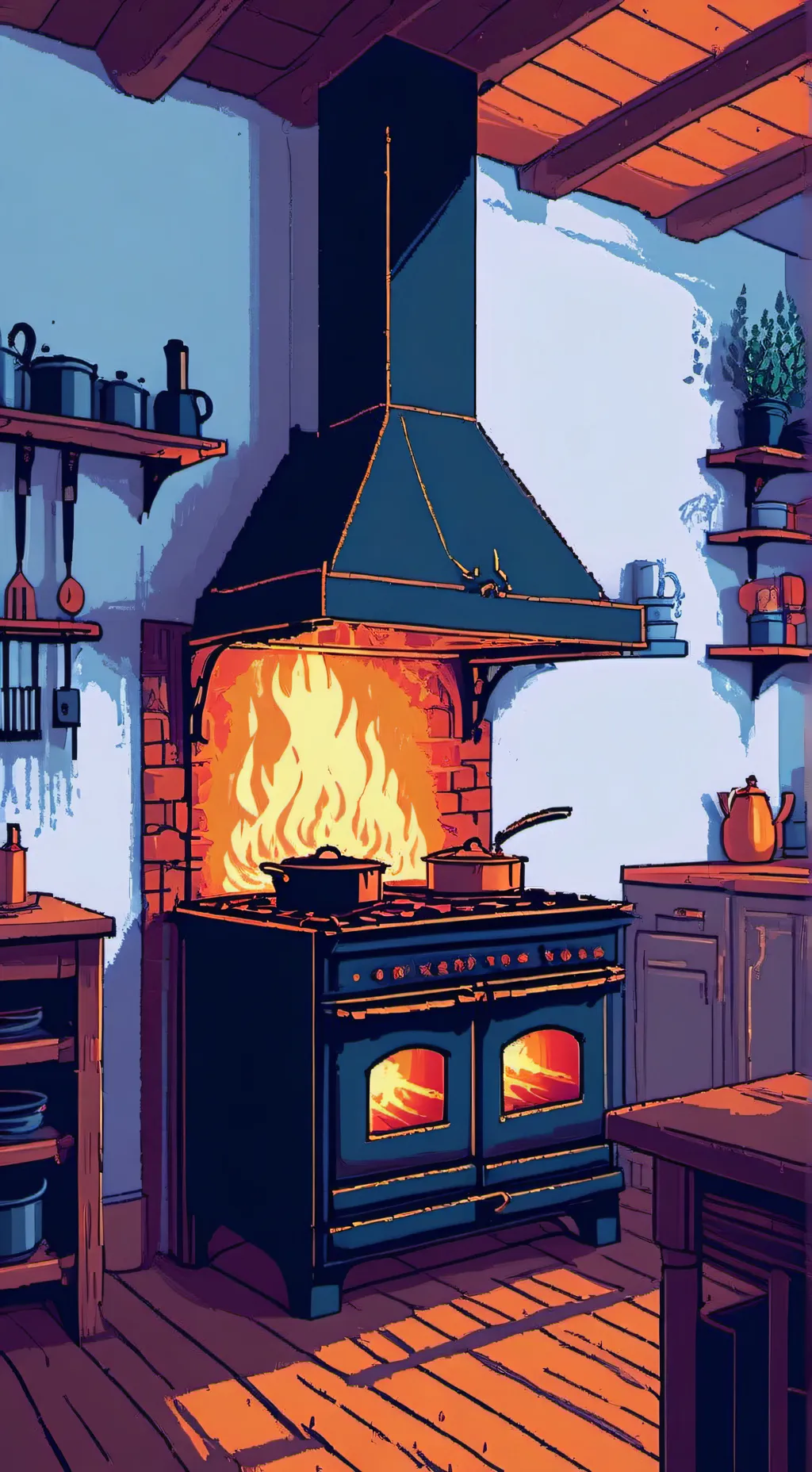 ai character: kitchen chaos background