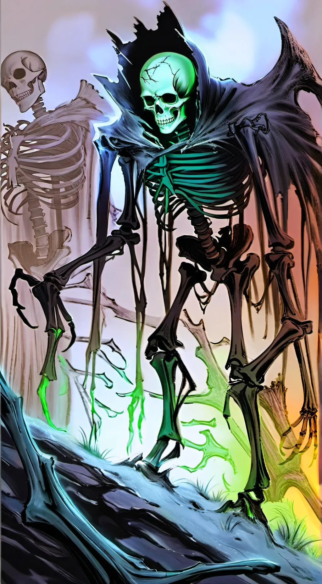 ai character: evil greenskeleton background