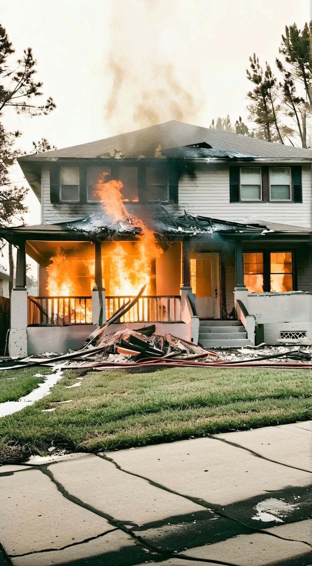 ai character: burning house background