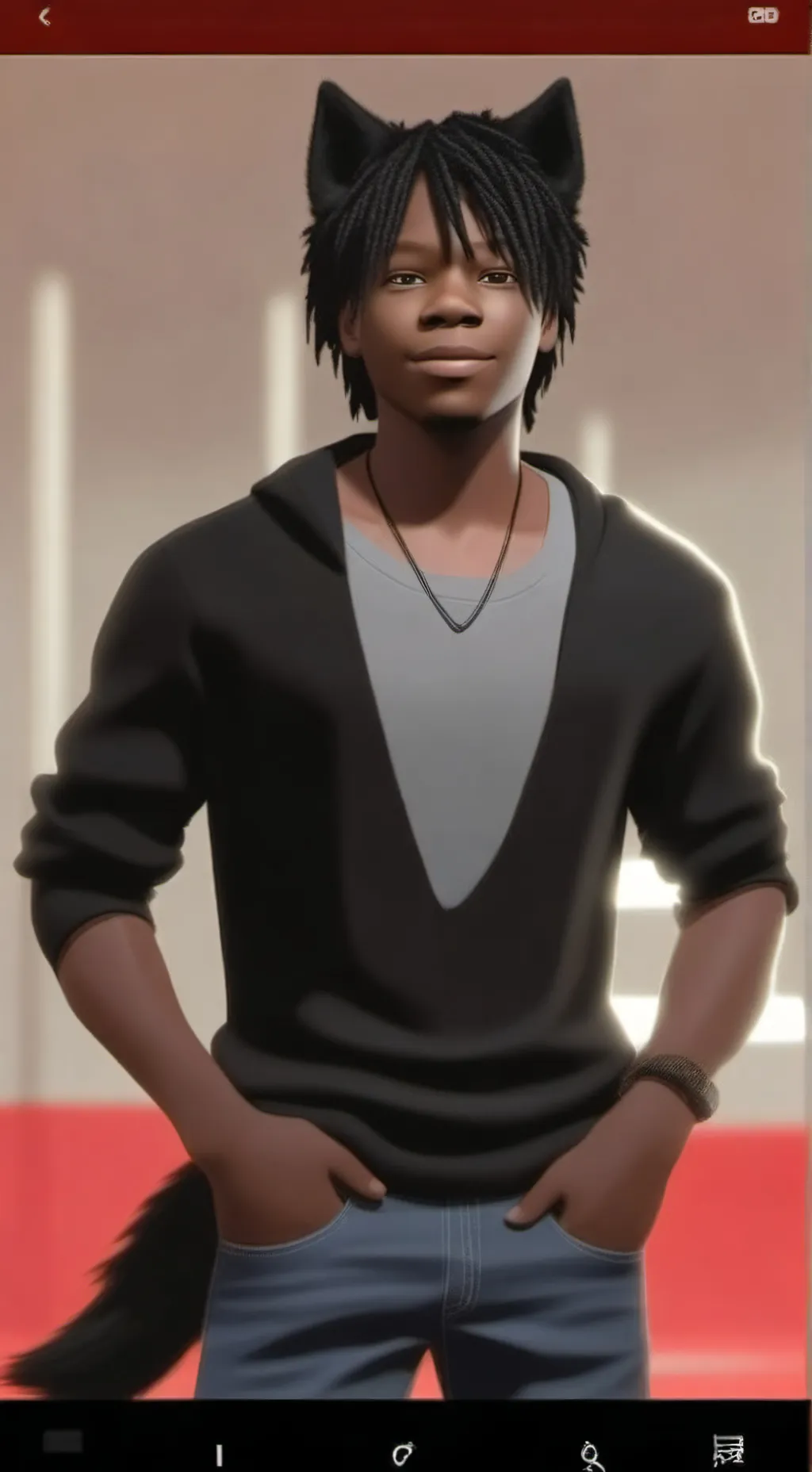 ai character: 🖤❤️Kenji🐺 background