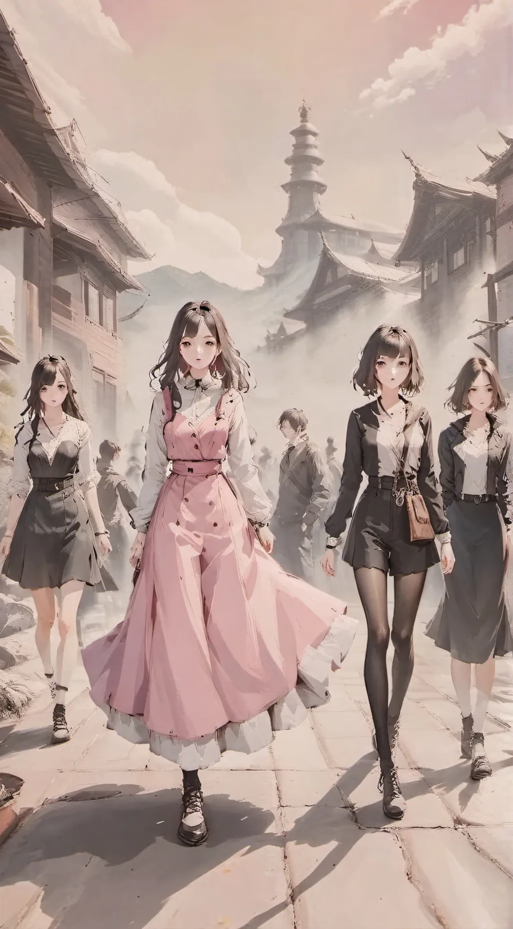 ai character: Group of girls background