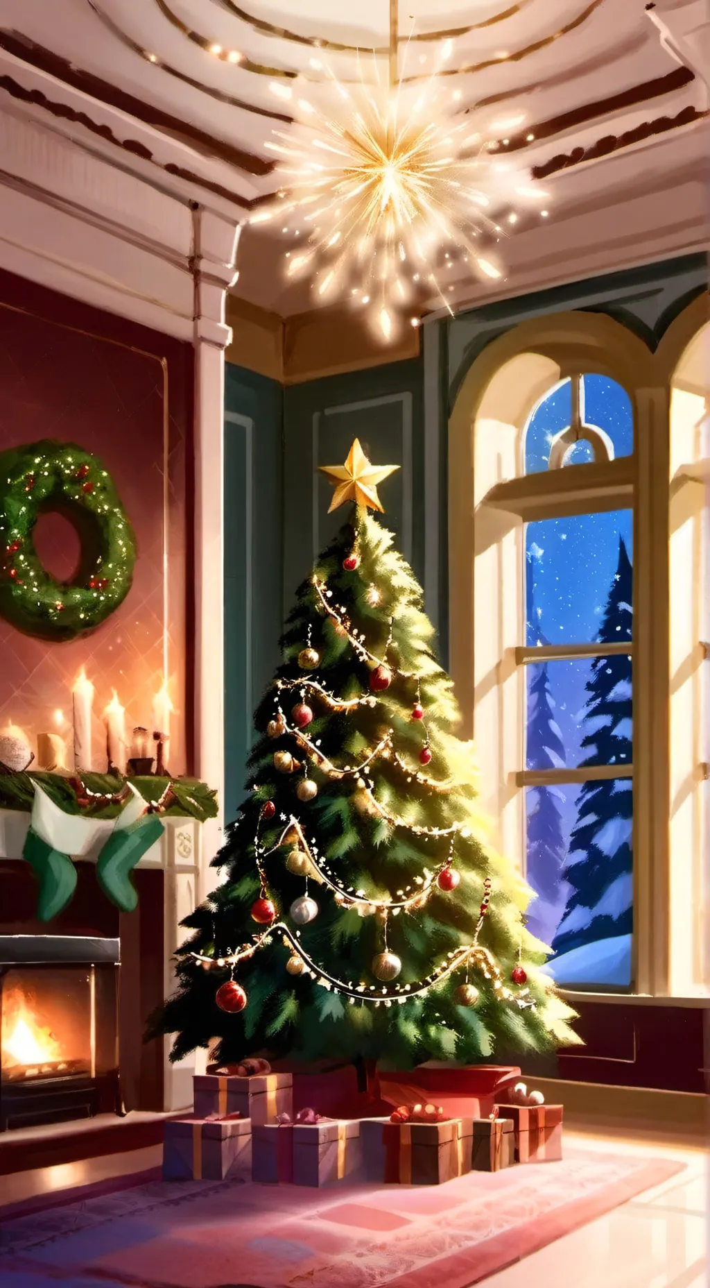 ai character: Christmas tree  background