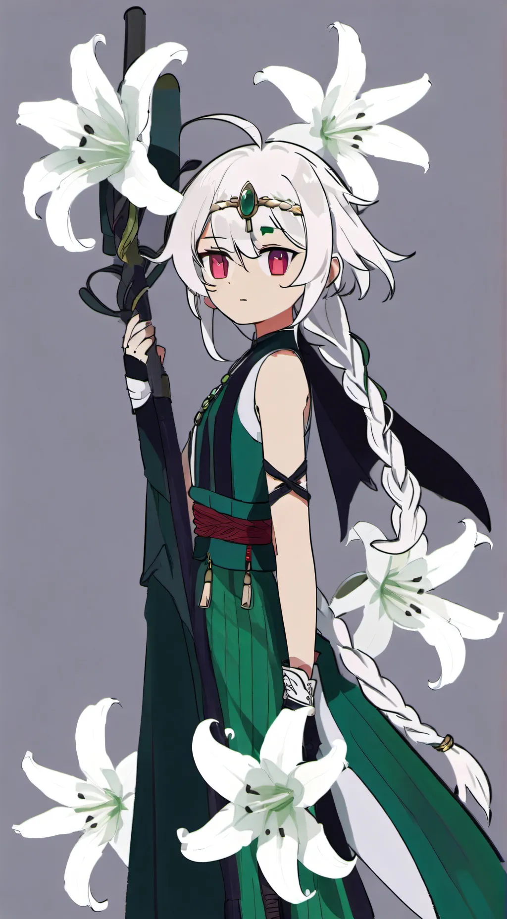 ai character: White Lily Cookie  background