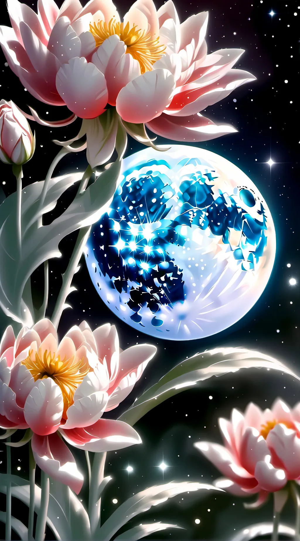 ai character: MOON FLOWER background