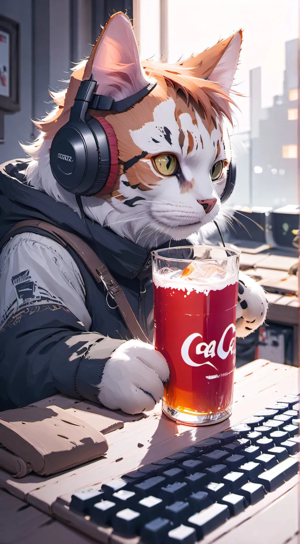 ai character: gatito gamer background