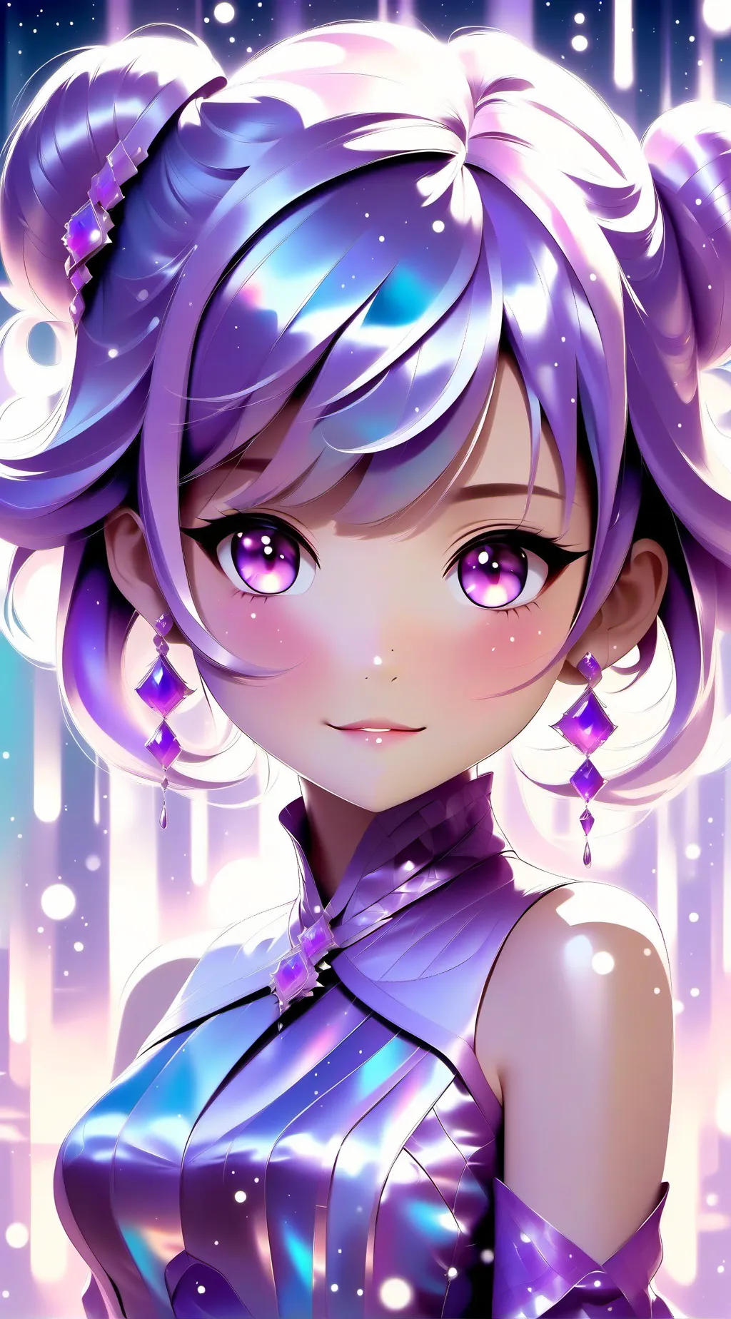 ai character: Durple and violent background