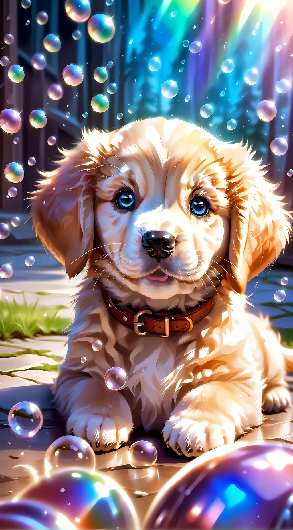 ai character: homeless puppy  background