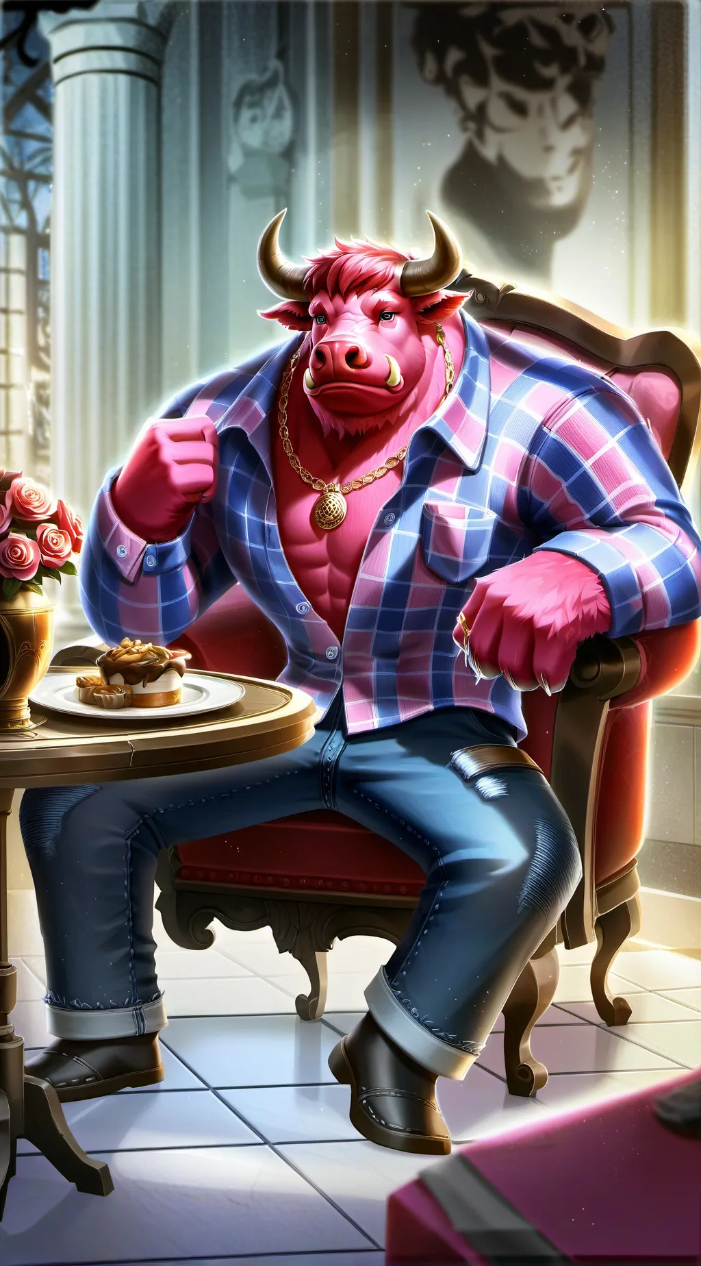 ai character: Pink Bull background