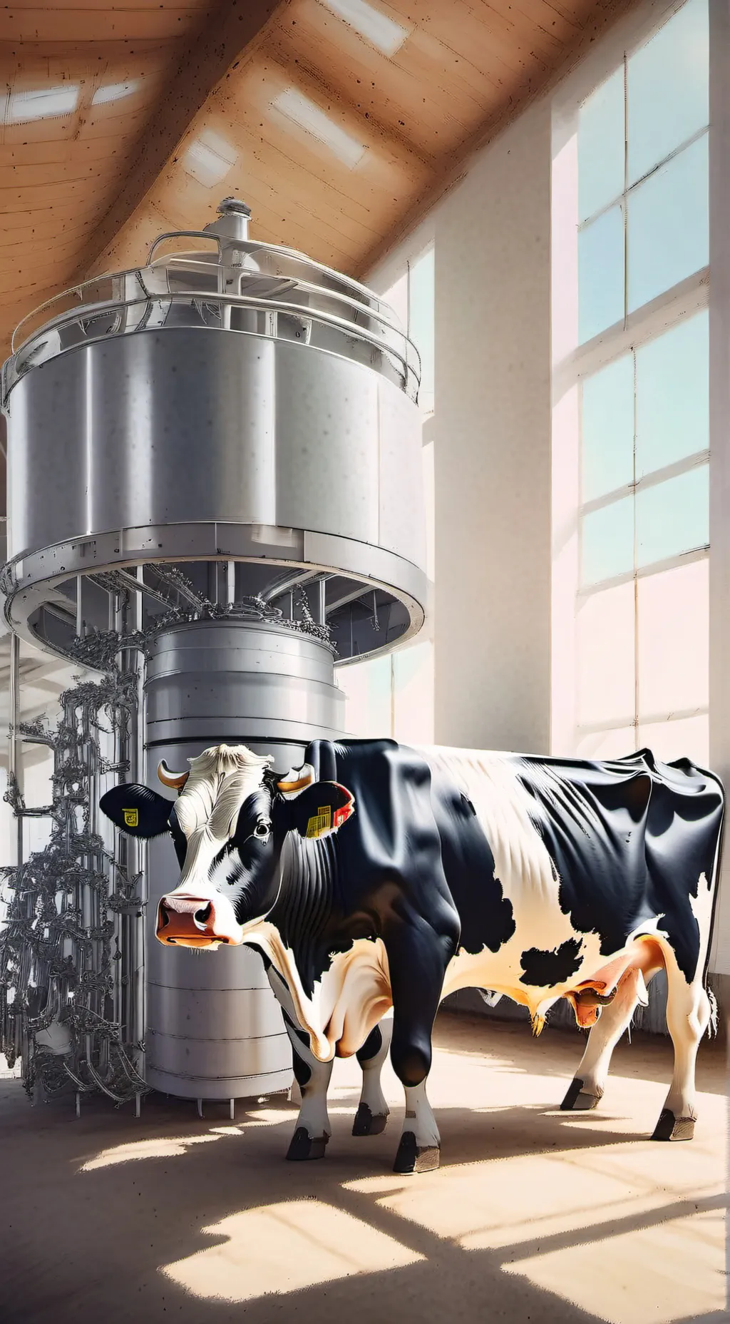 ai character: milking machine  background