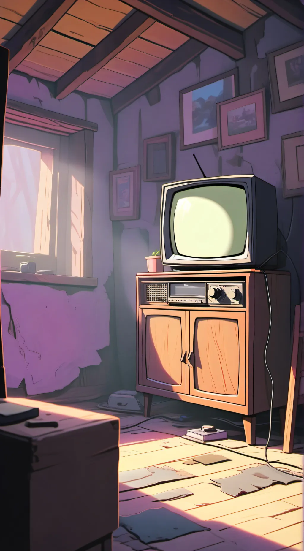 ai character: Hypnotising TV background