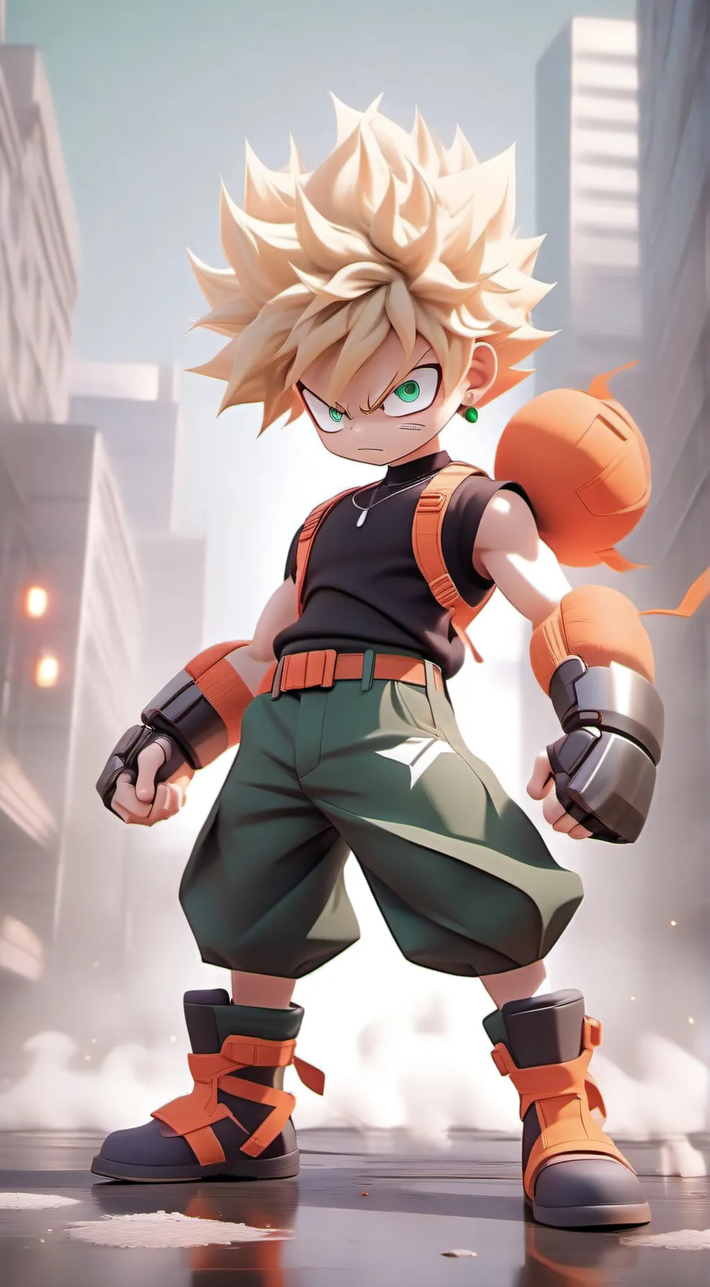ai character: bakugo vs goku  background