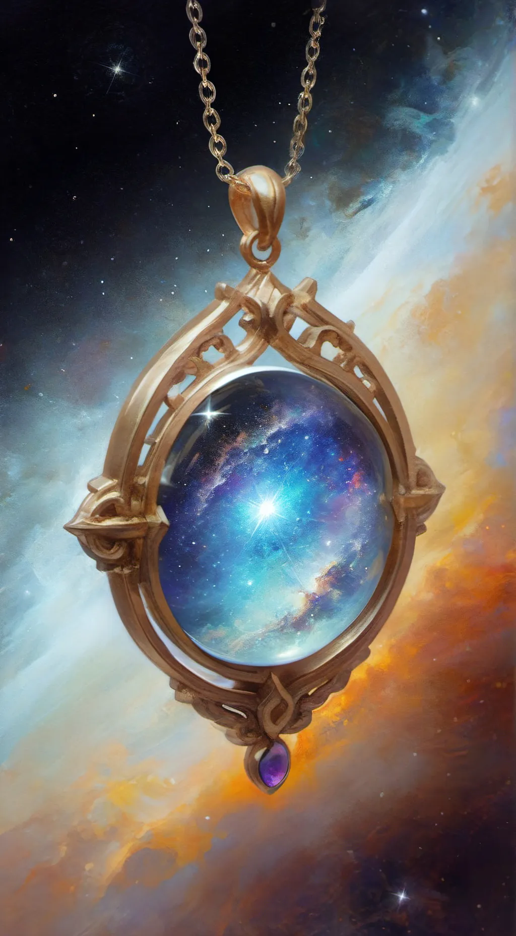 ai character: Universe necklace background