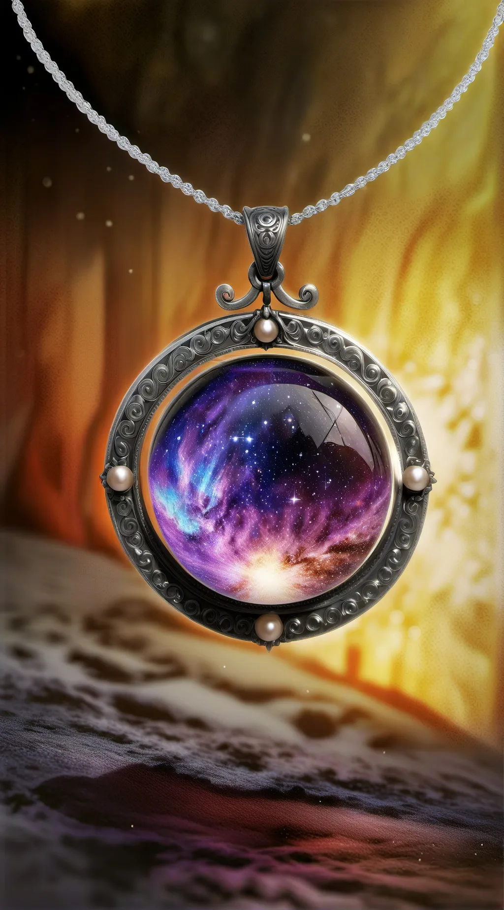 ai character: Universe necklace background